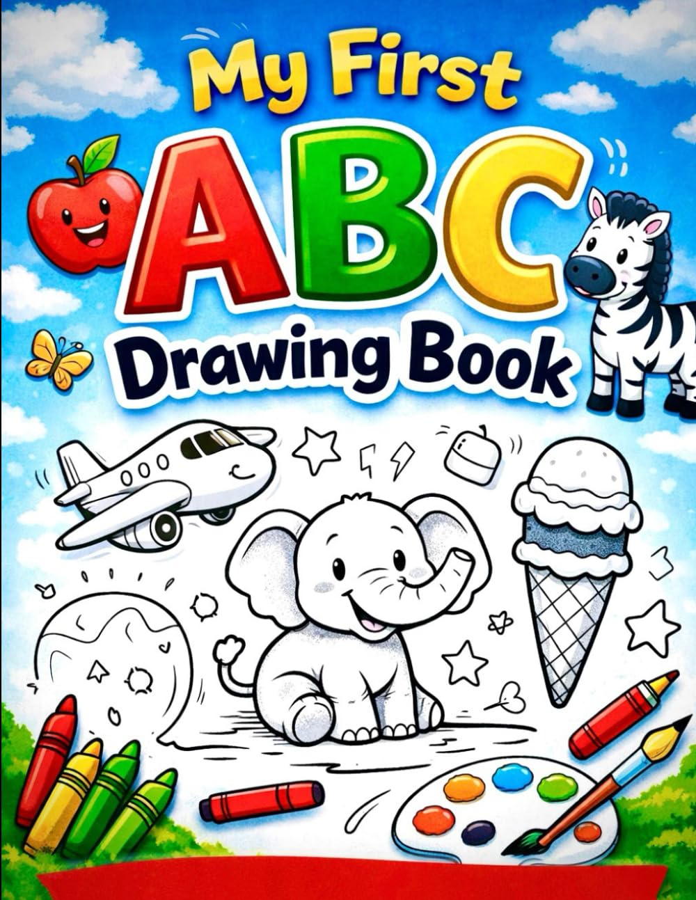 My First ABC Drawing Book: Learn A to Z with Simple Black & White Drawings