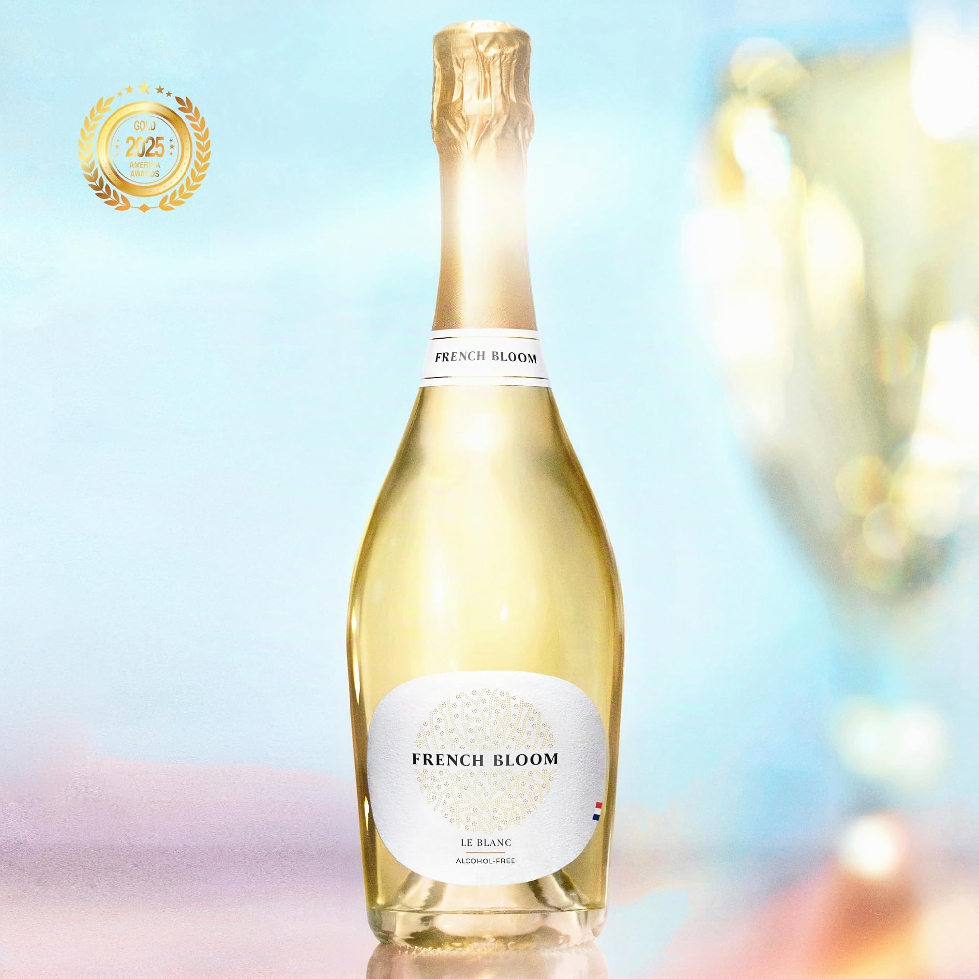 French Bloom Le Blanc, Effervescent Sans Alcool 75cl - Certifié biologique, vegan, faible en calories, adapté aux femmes enceintes, sans sulfites, sans conservateurs ni sucres ajoutés.