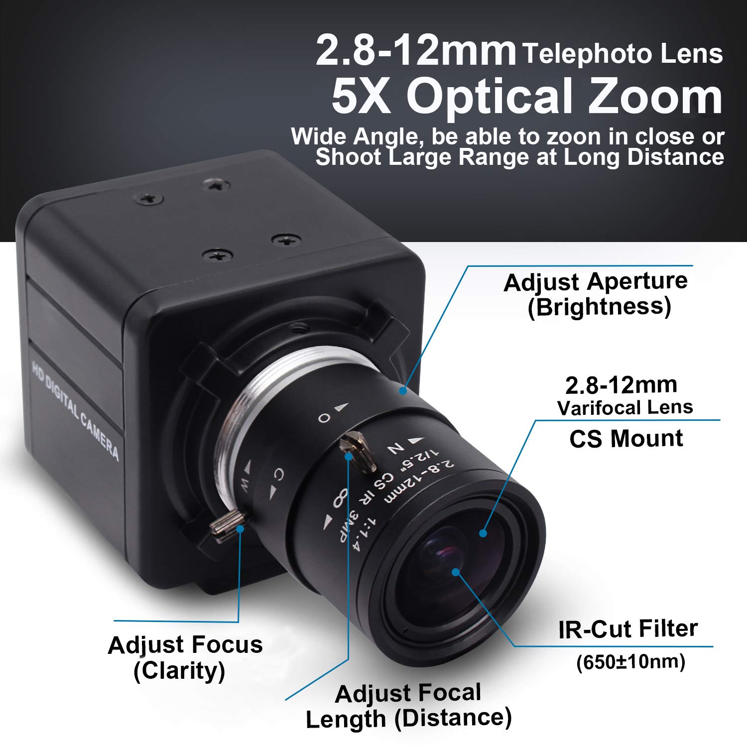 SVPRO 8MP USB Webcam Mit 2,8-12mm Zoom - Sony IMX179 Sensor, 3264x2448 Für PC/Mac