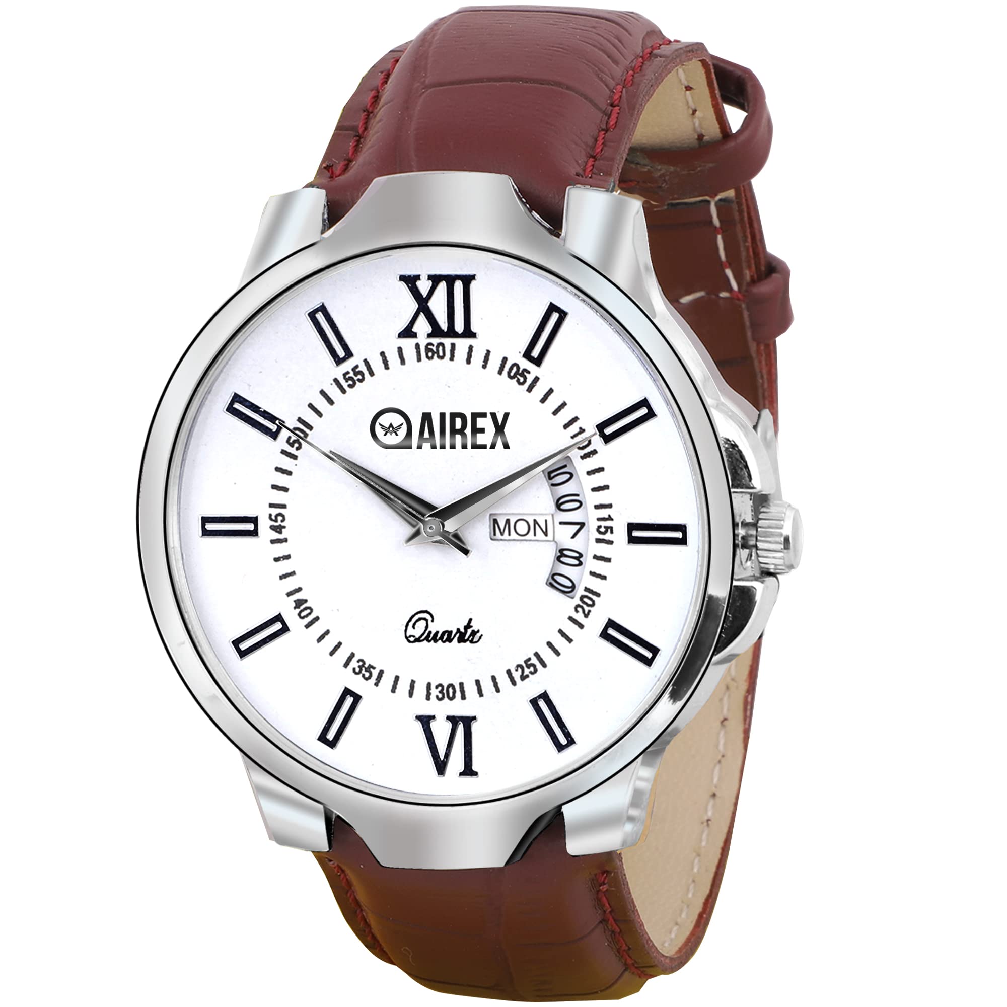 AIREX Analog Linear Designer White Dial Brown Leather Strap Men’s & Boys Watch (B0BQYVWMHD) Amazon Price History, Amazon Price Tracker