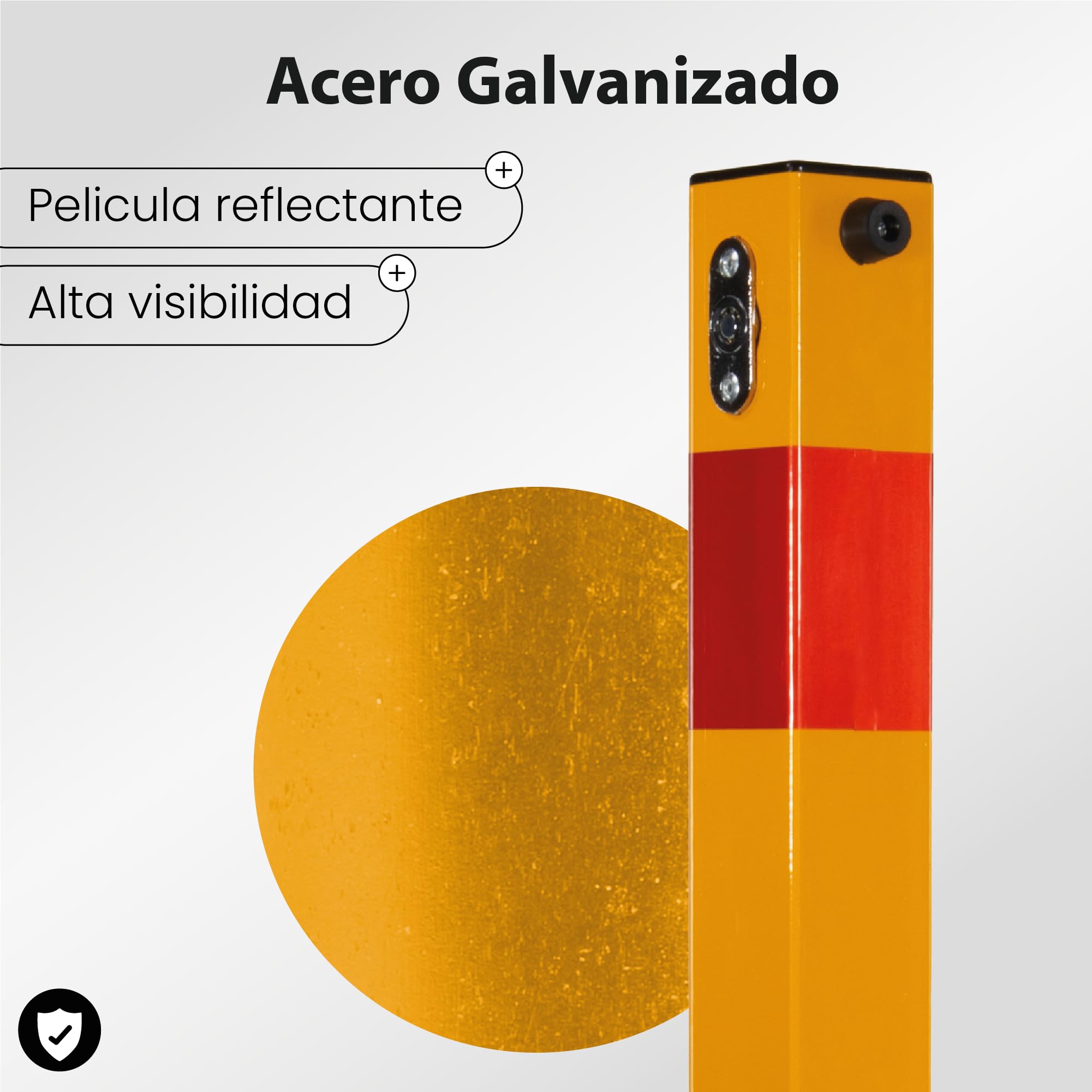 EBERSIGN - Pack 2 Cepo para Plaza Garaje Reflectante con Llave | Bolardo para Parking Acero Galvanizado Resistente | Barrera Parking de Fácil Instalación y Durable, 72,5 x 11 x 70 cm