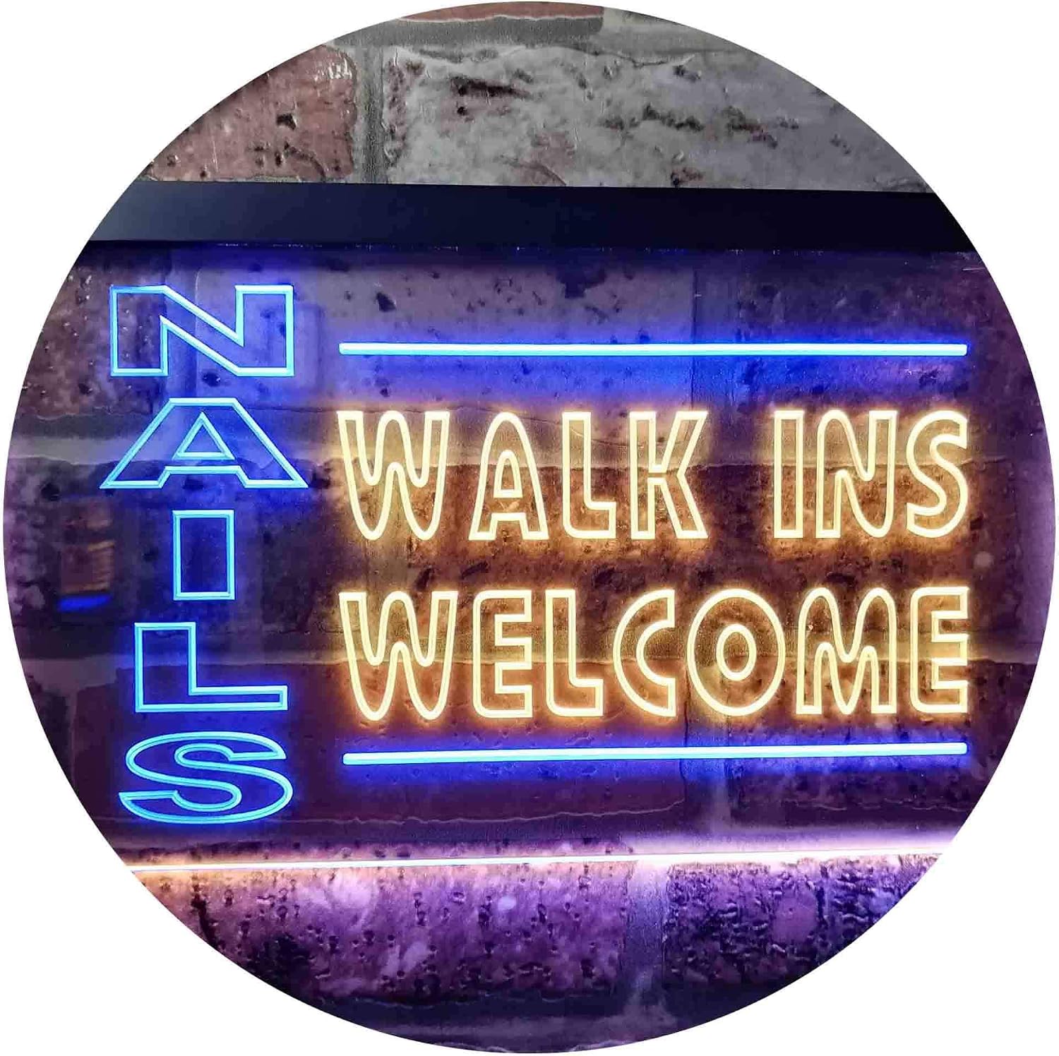 ADVPRO Nails Walk in Welcome Dual Color LED Neon Sign Blue & Yellow 16" x 12" st6s43-i0159-by