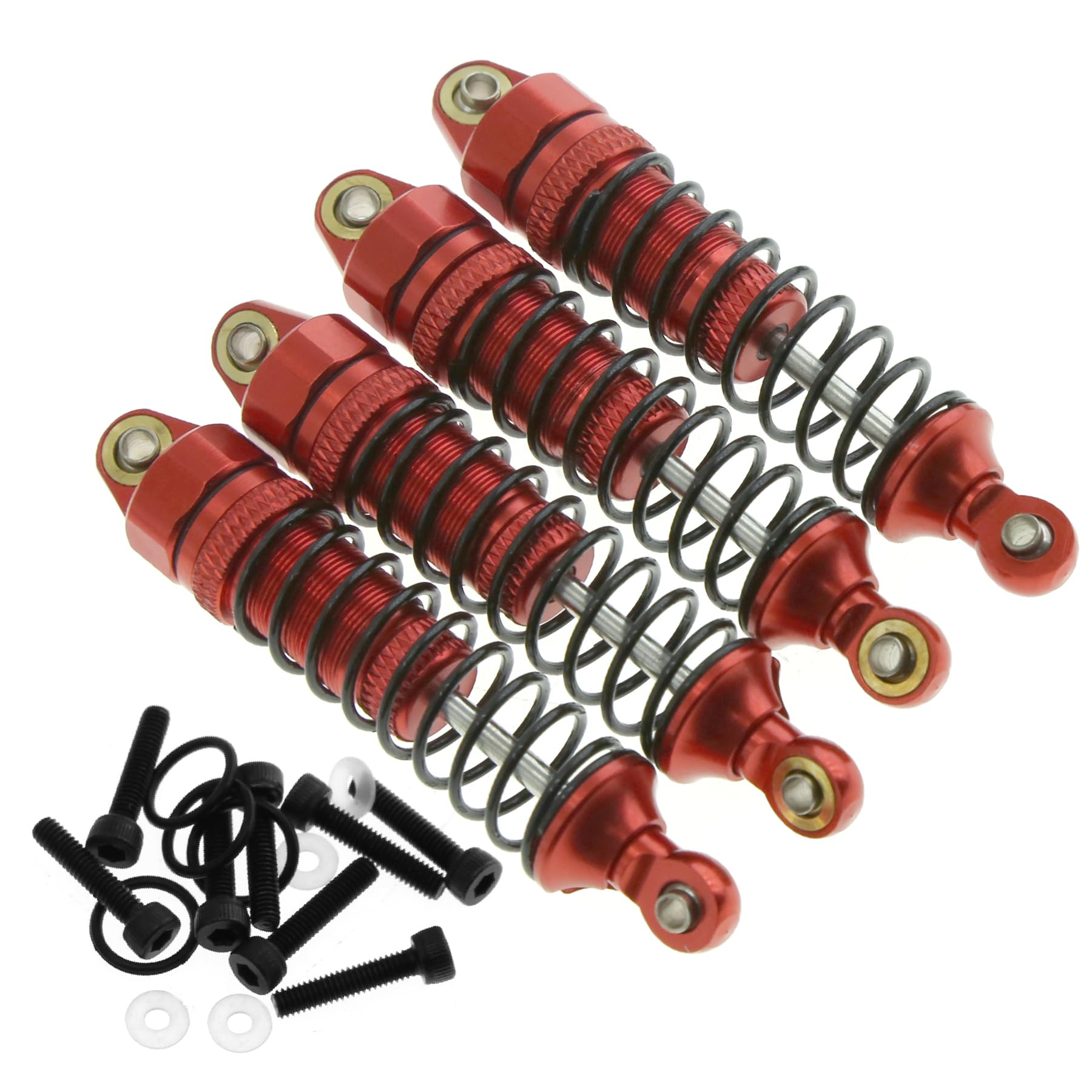 4pcs Full Alloy Front Rear Shock Absorber Damper 58mm ARA330806 for Arrma 1/18 Granite Grom Mega 380 Monster Truck Upgrade Parts (Red)