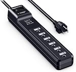 Amazon Basics 6-Outlet Surge Protector Power Strip with 2 USB Ports - 1000 Joule, Black