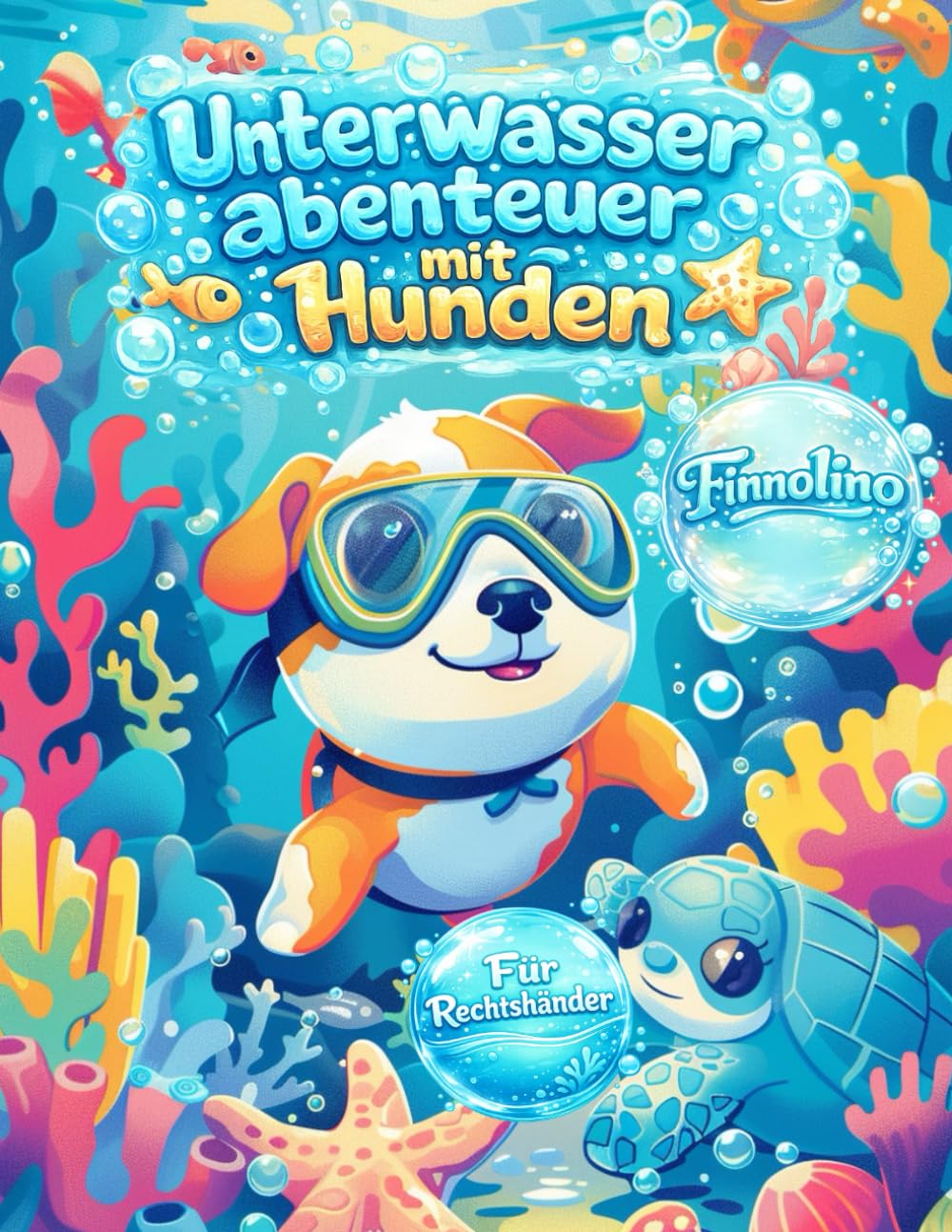 Unterwasserabenteuer mit Hunden – Eine farbenfrohe Reise in die geheimnisvolle Welt der Meere: Ein fantasievolles Malbuch für Kinder von 4–8 Jahren ... dicken Linien – Speziell für Rechtshänder