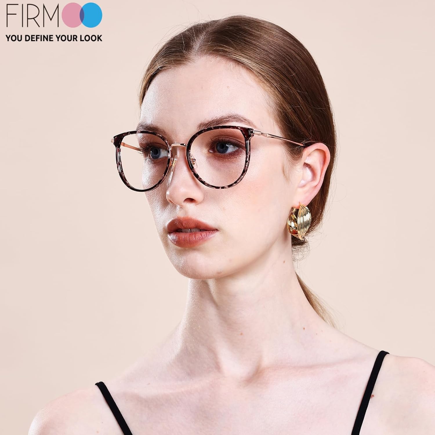 Firmoo Blue Light Blocking Glasses, Oversized Retro Round Eyewear Frame Blue Light Glasses, Anti Eyestrain Anti UV400 Computer Glasses for Women, Pattern - Image 3