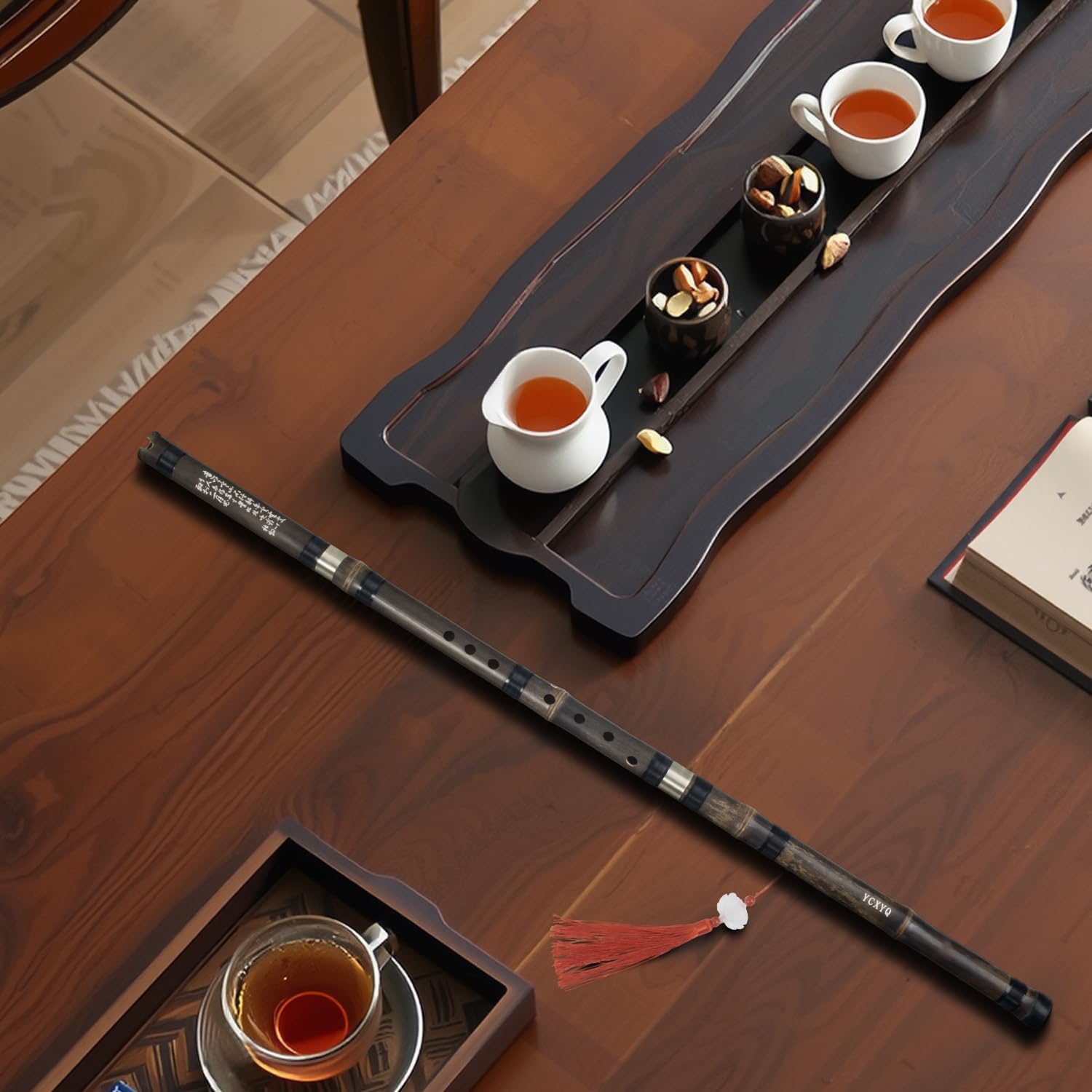 G-Schlüssel – Bambus, Xiao, handgefertigt, professionelle Zizhu, vertikale Xiao-Flöte, violett, Bambus, Xiao, traditionelles chinesisches Musikinstrument, geeignet für Anfänger und Erwachsene