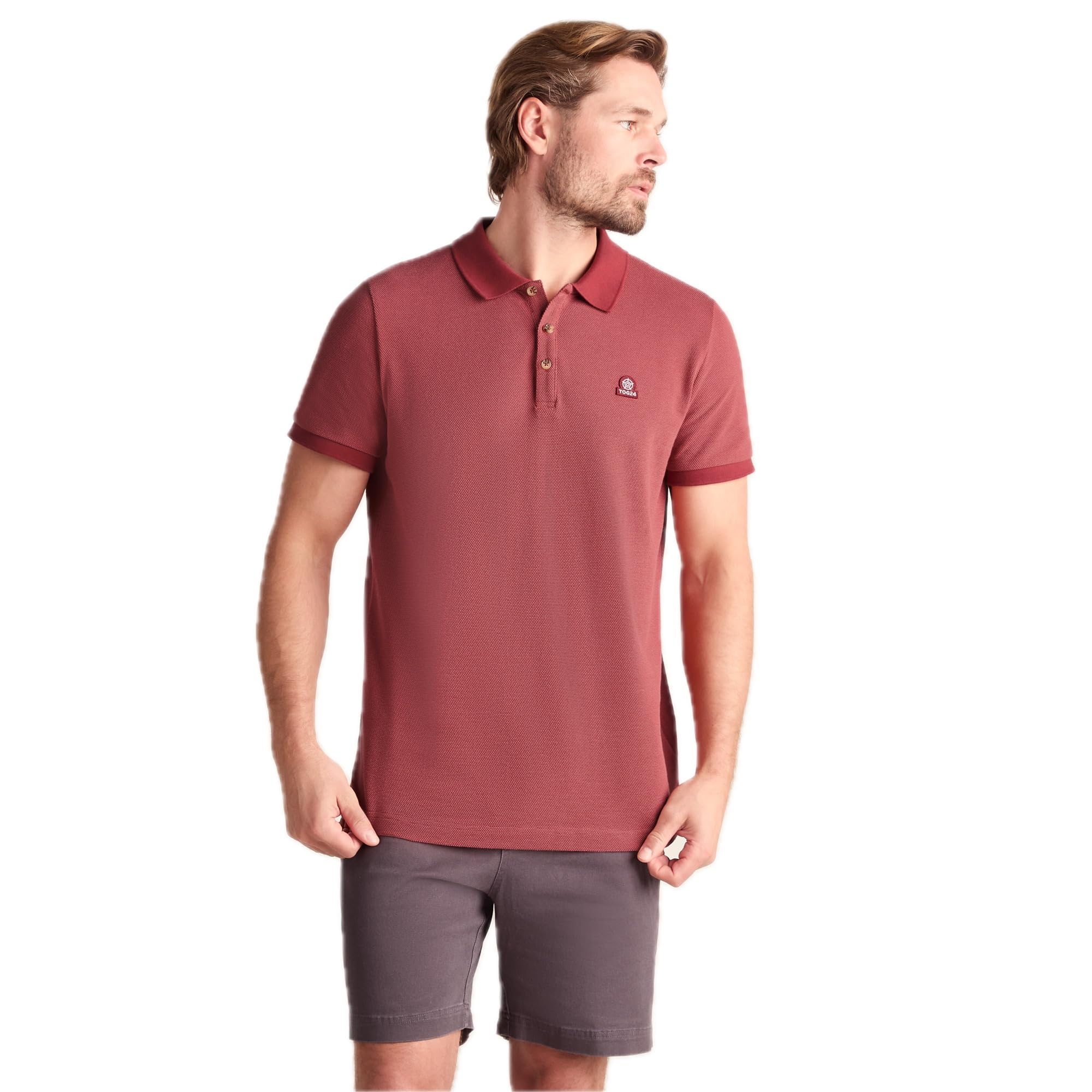 Tog24 Men's Redwood Whitley Polo Shirt. Classic Pique Polo Shirt With Branded Buttons For A Pop Of Design Flair. Ideal Polo Shirt For Work, The Pub Or A Hike With Comfy Ribbed Collar & Cuffs