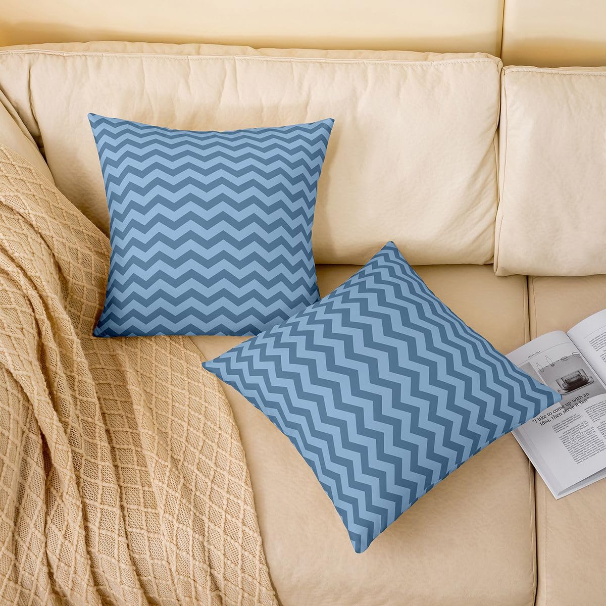 Homewish Set di 4 federe per cuscino, motivo a righe, 50 x 50 cm