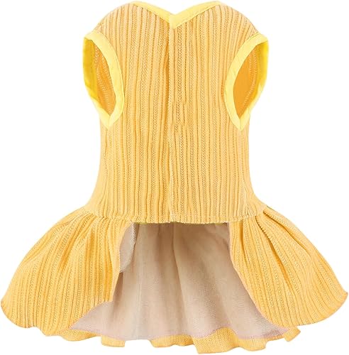 Miniatura 7 de Vestido a rayas para perro, disfraz de lazo para niña con anillo y correa de arnés, vestido de fiesta de cumpleaños de boda para perro (rosa, XS)