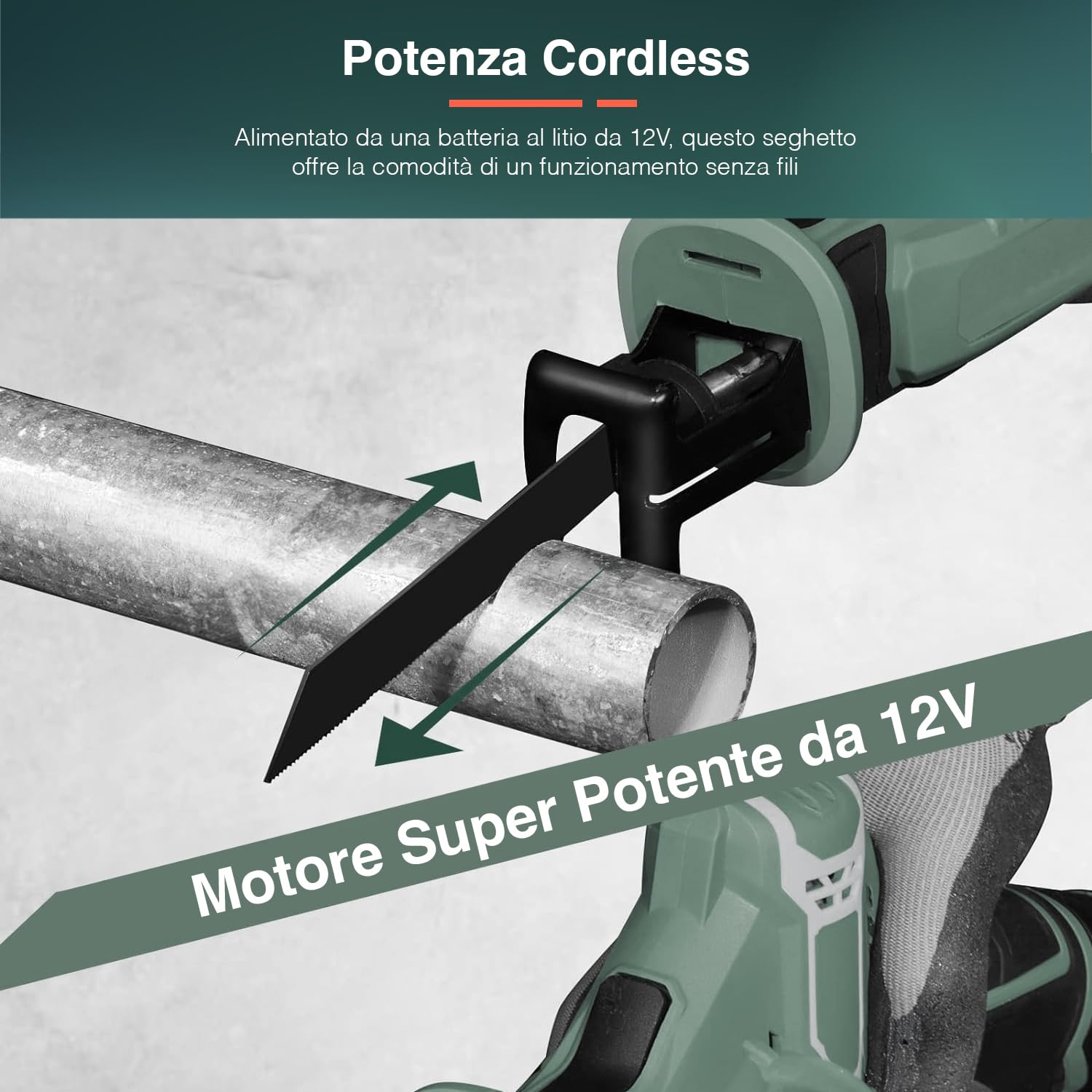 Avilia Sierra alternativa a batería para poda – Sierra cortadora inalámbrica, con zapato inclinable 45°, 1300 mAh, corte madera y yeso 90 mm, metal 3 mm, 3 cuchillas incluidas, 12 V