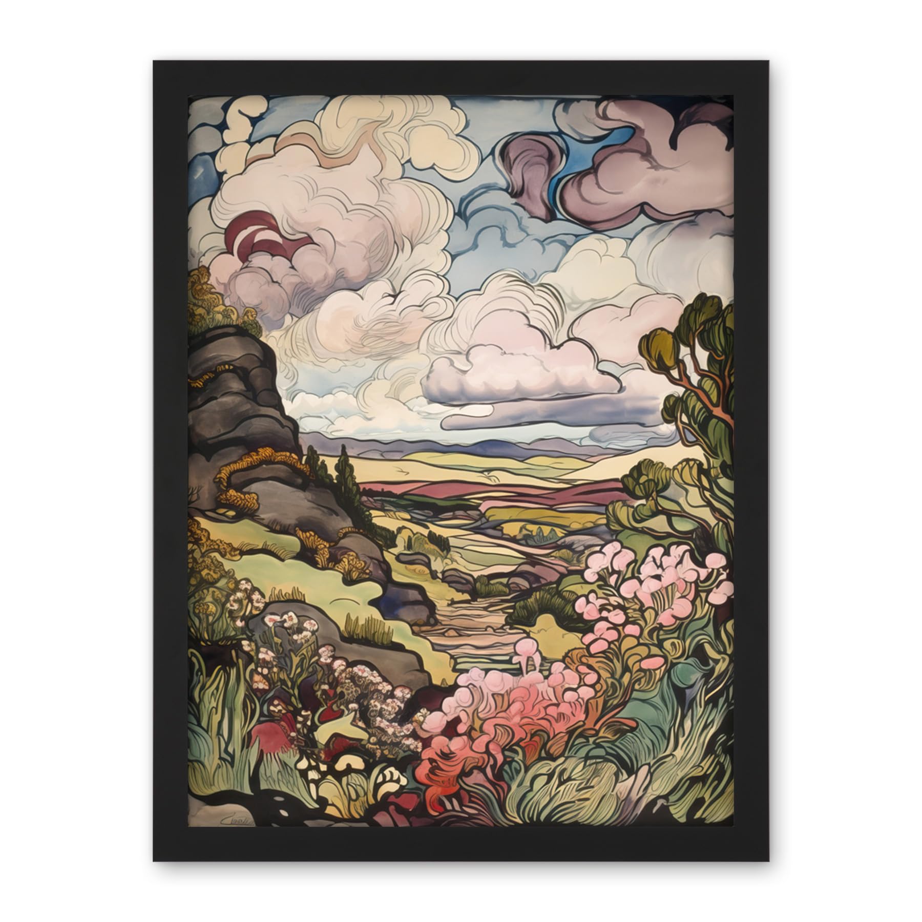 Artery8 A Wild Scottish Landscape on a Cloudy Day Artwork Framed Wall Art Print 18X24 Inch