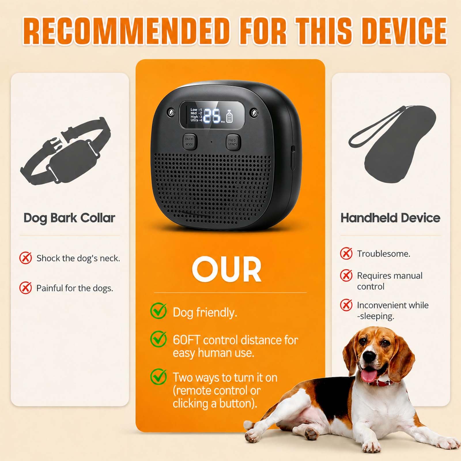 Tetra Dispositif anti-aboiement pour chiens, dispositif de dissuasion à ultrasons pour chiens, dispositif de contrôle des aboiements rechargeable, capteur anti-aboiements de 10 m et télécommande de