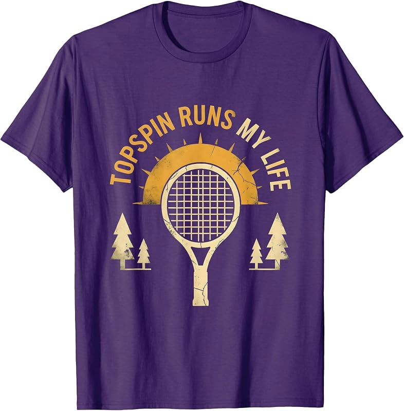 Topspin Runs My Life Tennis Graphic Design T-Shirt