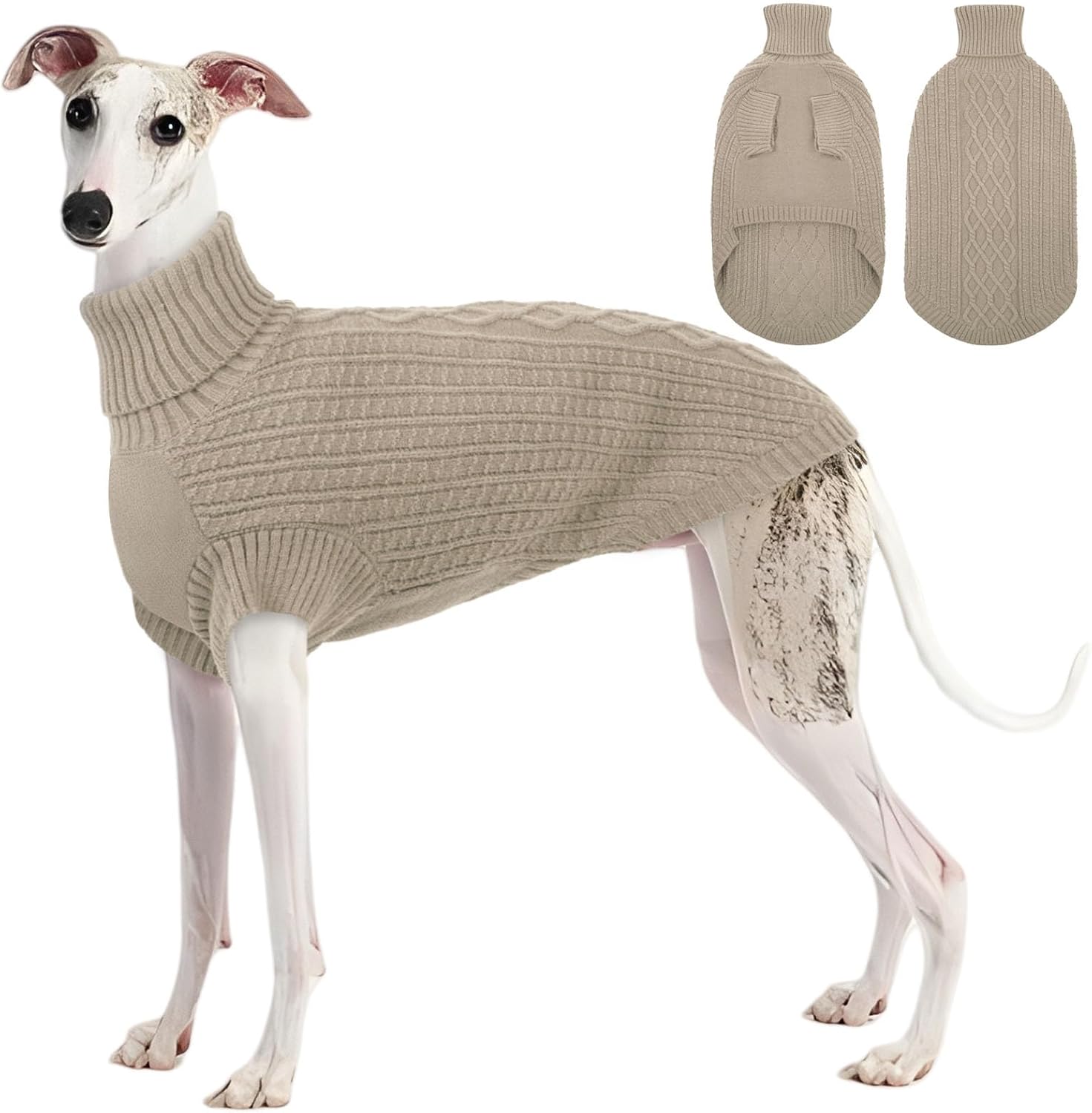 ASENKU Dog Sweater, Italian Greyhound Clothes, Warm Italian Greyhound Sweater, Turtleneck Knitted Dog Sweaters for Large Dogs, Cozy Pet Sweaters for Whippet (2X-Large, Blue)