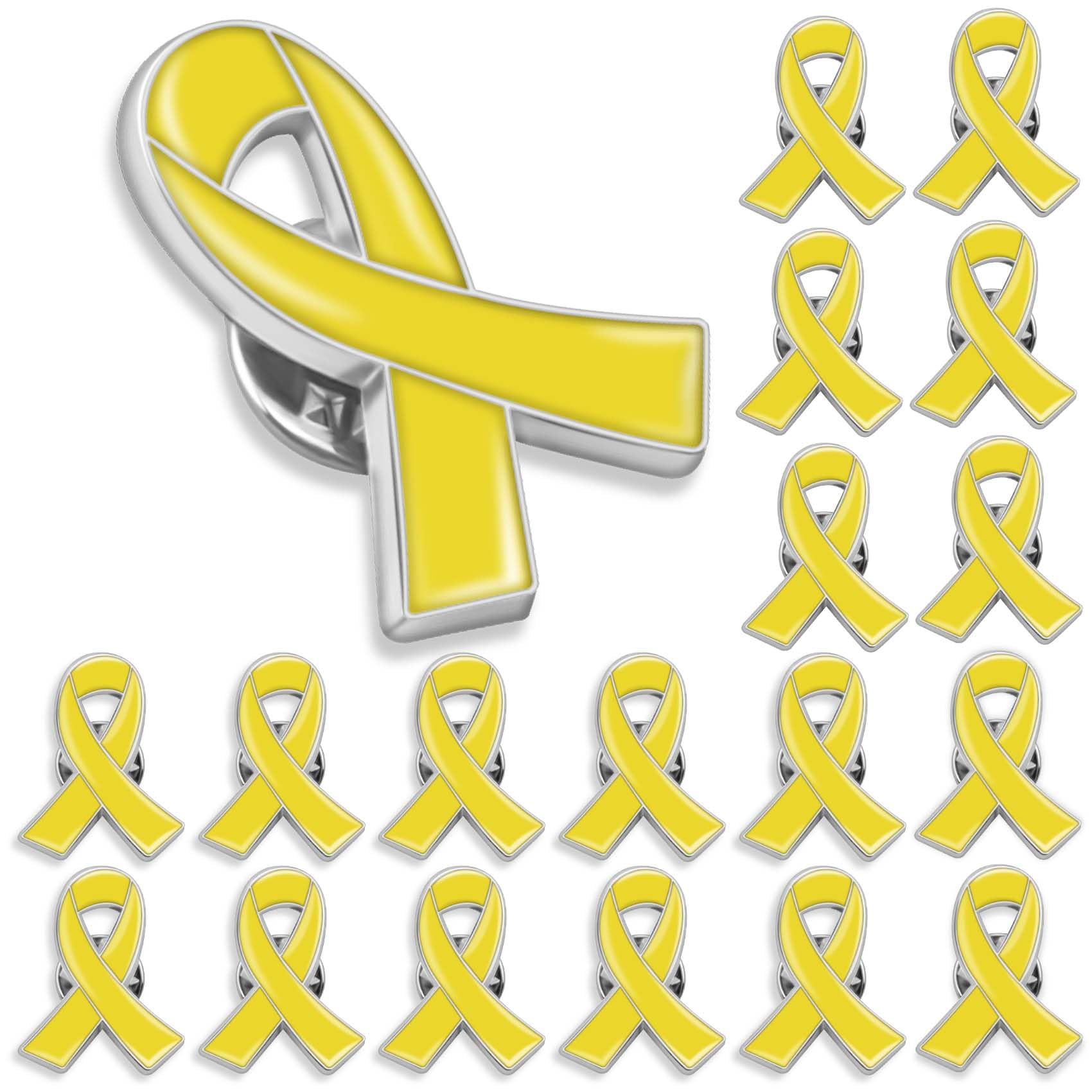 25/50/100/200 Pcs Enamel Cause Awareness Yellow Ribbon Lapel Pins Gifts Badge