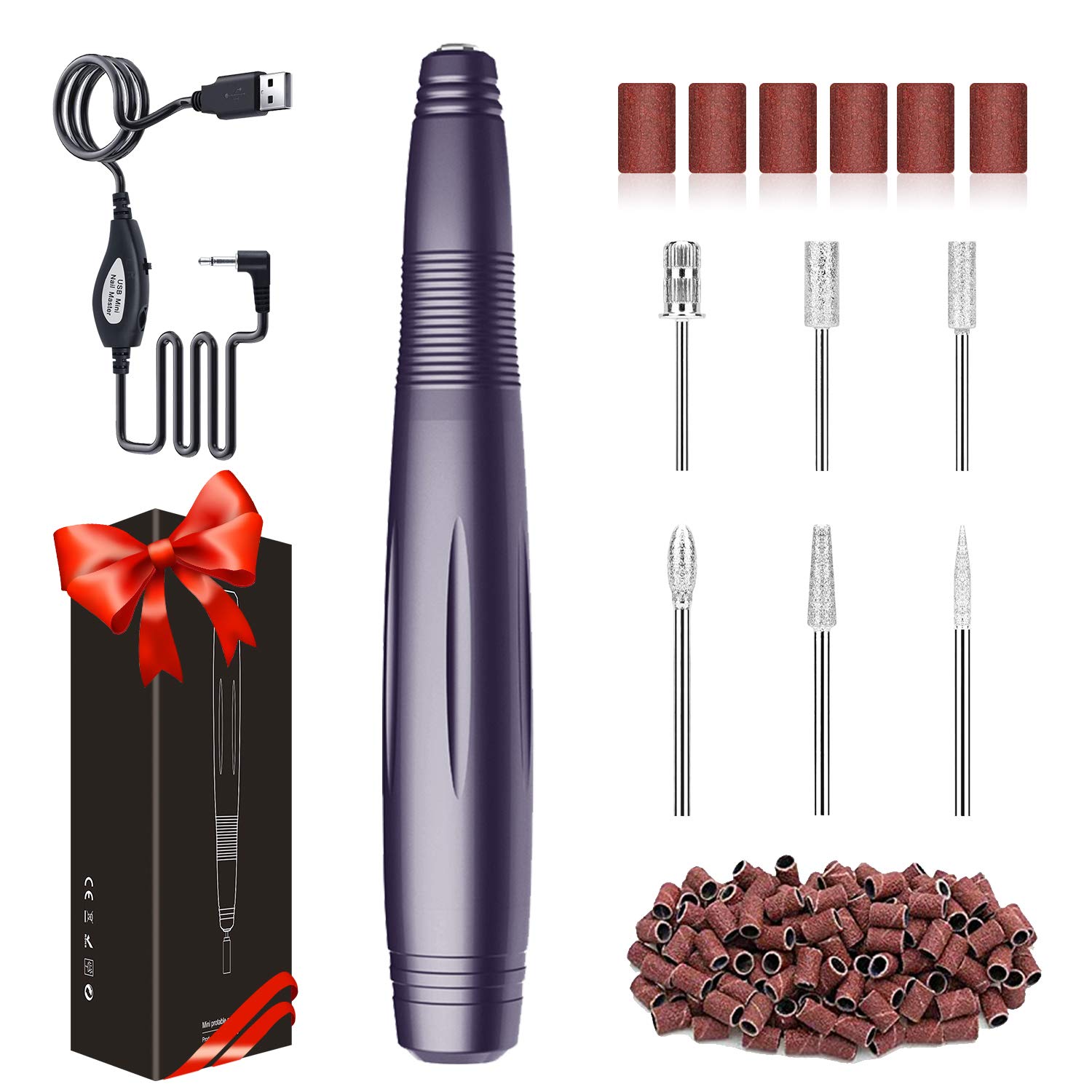 AngLink Portable Professional Electric Nail Drill, 25000 RPM Pro Nail Drill Kit for Acrylic, Gel Nails, Manicure Pedicure Polishing Shape Tools, Nail Drill Machine Set, Design for Home Salon, Black