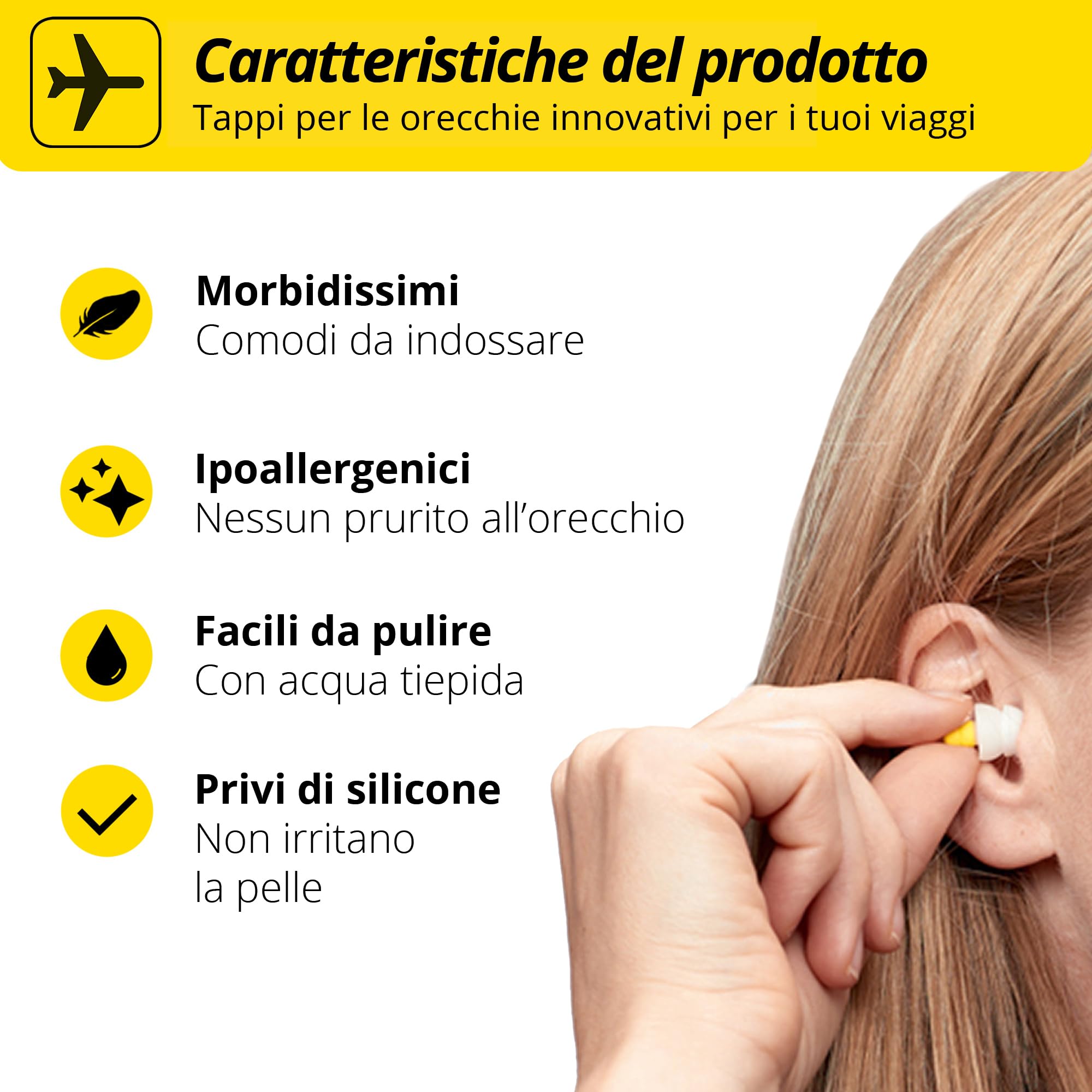 Tappi Alpine FlyFit – Regola la pressione per prevenire dolore al timpano – Filtri morbidi studiati per viaggiare – Materiale ipoallergenico confortevole – Tappi riutilizzabili