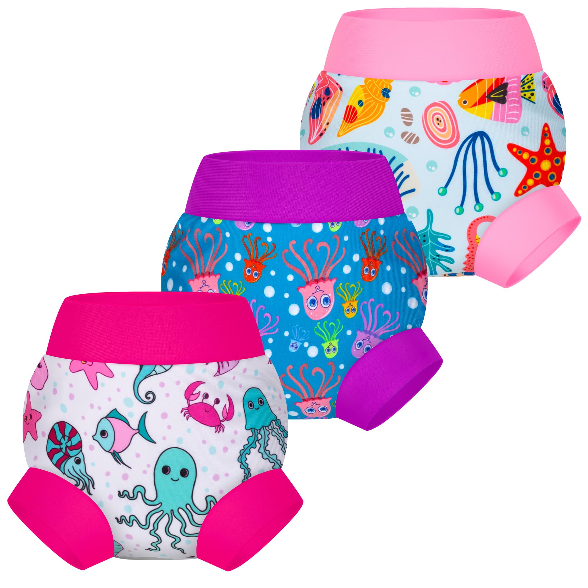 BIG ELEPHANT Baby Schwimmwindeln 3er Pack – Wiederverwendbare, Verstellbare & Waschbare Badehose für Babys & Kleinkinder