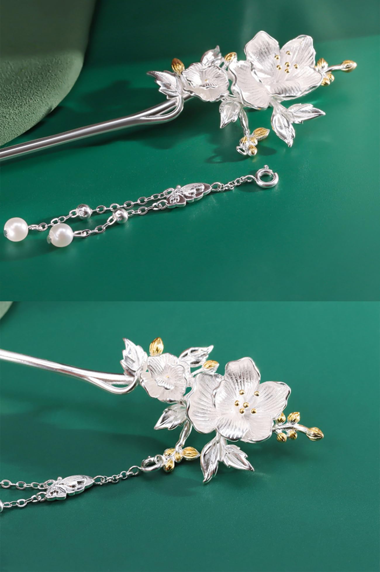 Amazon.co.jp: SUKIMIND 芙蓉花簪 銀 一本簪 シルバー かんざし 花 一