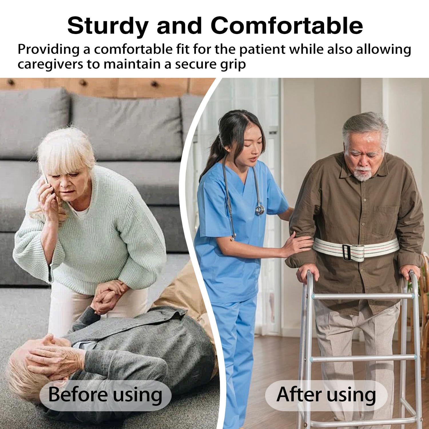 10 Packs Transfer and Gait Belts with Metal Buckle and Belt Loop Holder - Standing and Transfer Walking Assist Aid for Seniors, Elderly Patients, Caregiver, Nursing, Therapist, 60 inch — Amazon image 4