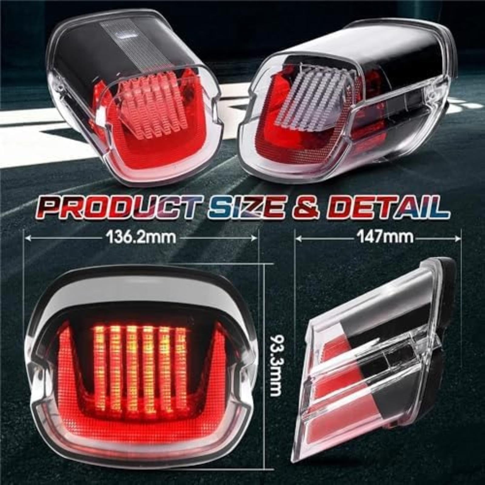 Światło tylne motocykla migające światło drl, obracające się, dla działającego hamulca Street Bob Fxdb Road Glide Tylne światło hamowania do roweru (Color 2) Tylne światło (Color 2)