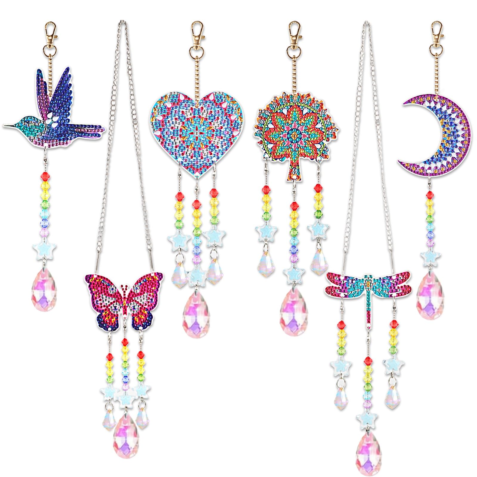5D Diamond Painting Butterflies Suncatcher Wind Chimes Kit Sun Crystal Wind Chime Diamond Painting Kits Double Sided DIY Art Suncatchers Hanging