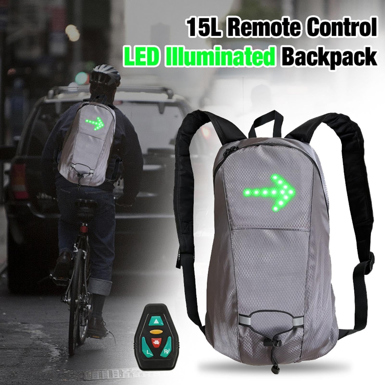Fahrrad-Blinker-Rucksack, 4 LED-Blinker, Outdoor-Fahrrad-Rucksack