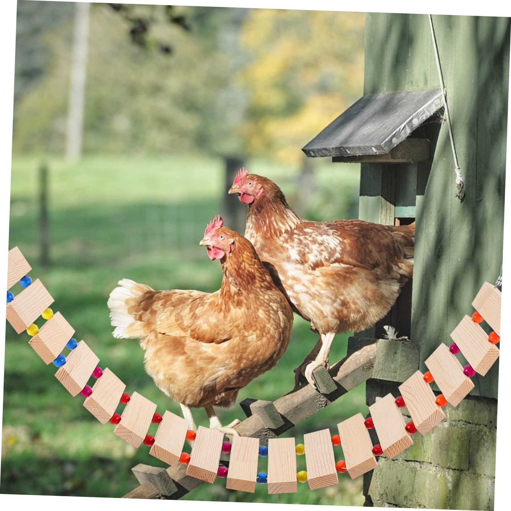 Mipcase Juguetes para Gallineros Percha para Pollos de Madera Escalera de Juguete para Aves de Corral Soporte para Gallinas