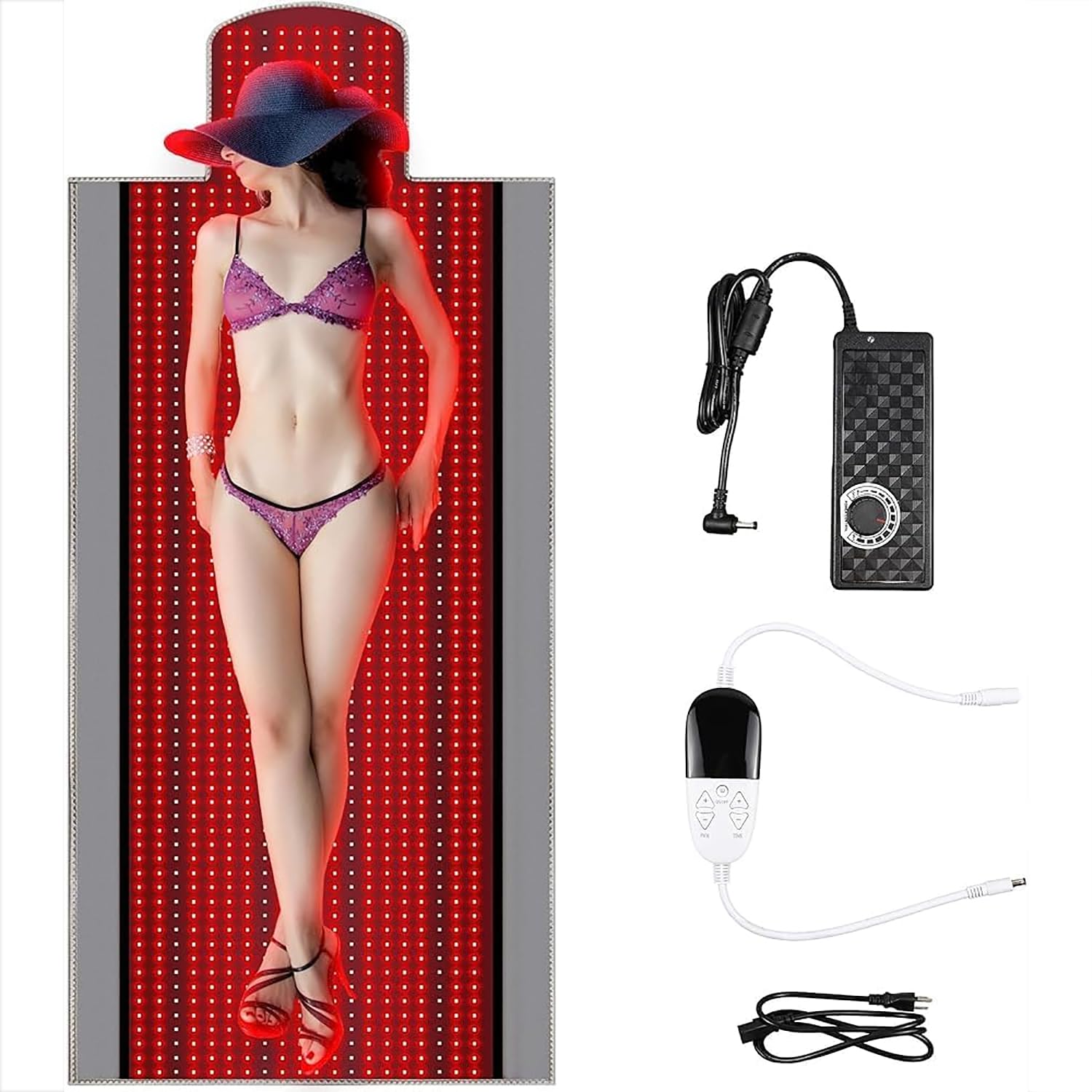Estera De Terapia De Luz Roja, 660nm Y 850nm Almohadilla De Terapia De Luz Roja Con 1370 Piezas De Cuentas De Luz, Tiempo Y Brillo Ajustables, Para Alivio De Partes De Cuerpo Completo En Una Vez