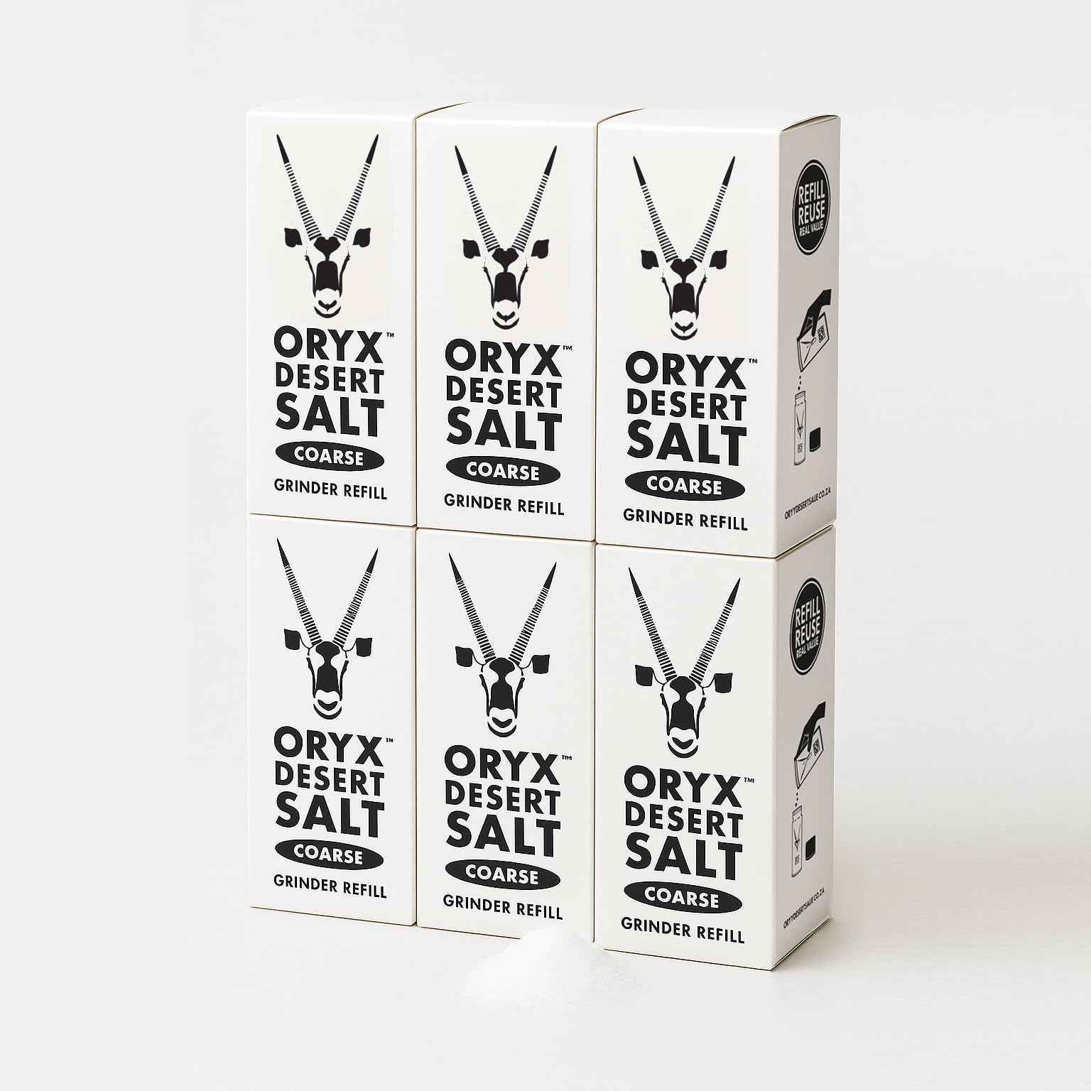 Oryx Desert Coarse Salt Refill Box - 6 Pack - 8.8oz x6 - Premium Oryx Desert Salt for Refillable +20x Grinders - Alternative to Sea Salt, Himalayan & Rock Salt, Perfect for Seasoning & Cooking