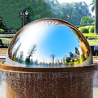 Gazing Mirror Balls Garden Decorative Hemisphere Outdoor Lawn Stainless Steel Reflective Hollow Sphere Set 4Pcs Polished Mirror Surface for Warm Season Garden Landscape