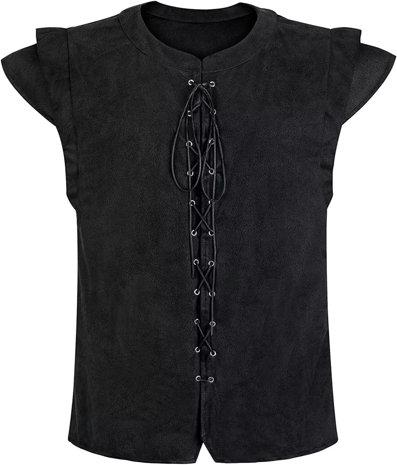 Viking Fancy Dress Costume Men Medieval Vest Pirate Retro Renaissance Gothic Victorian Halloween Cosplay Waistcoat Bodice Black S — image 1