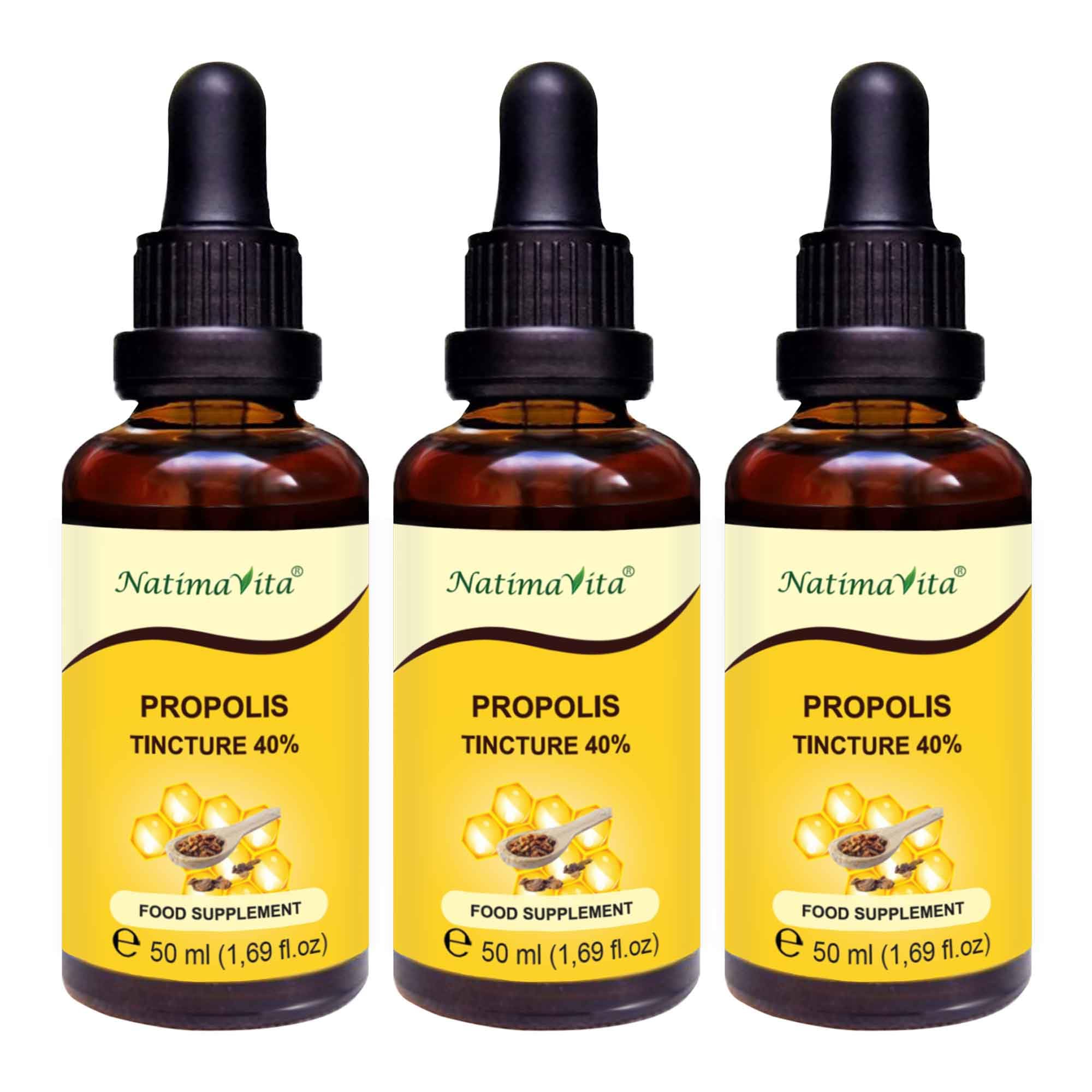 Teinture mère de Propolis 40% – 3 x 50 ml – Pure à forte dose de propolis gouttes – 100% naturel - Extrait de propolis - NatimaVita