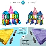 Jasonwell 57PCS Magnetic Tiles Building Blocks Set for Boys Girls Preschool Educational Magnet Construction Kit Stacking STEM Toys Christmas Birthday Gifts for Kids Toddlers 3 4 5 6 7 8 9 + Year Old