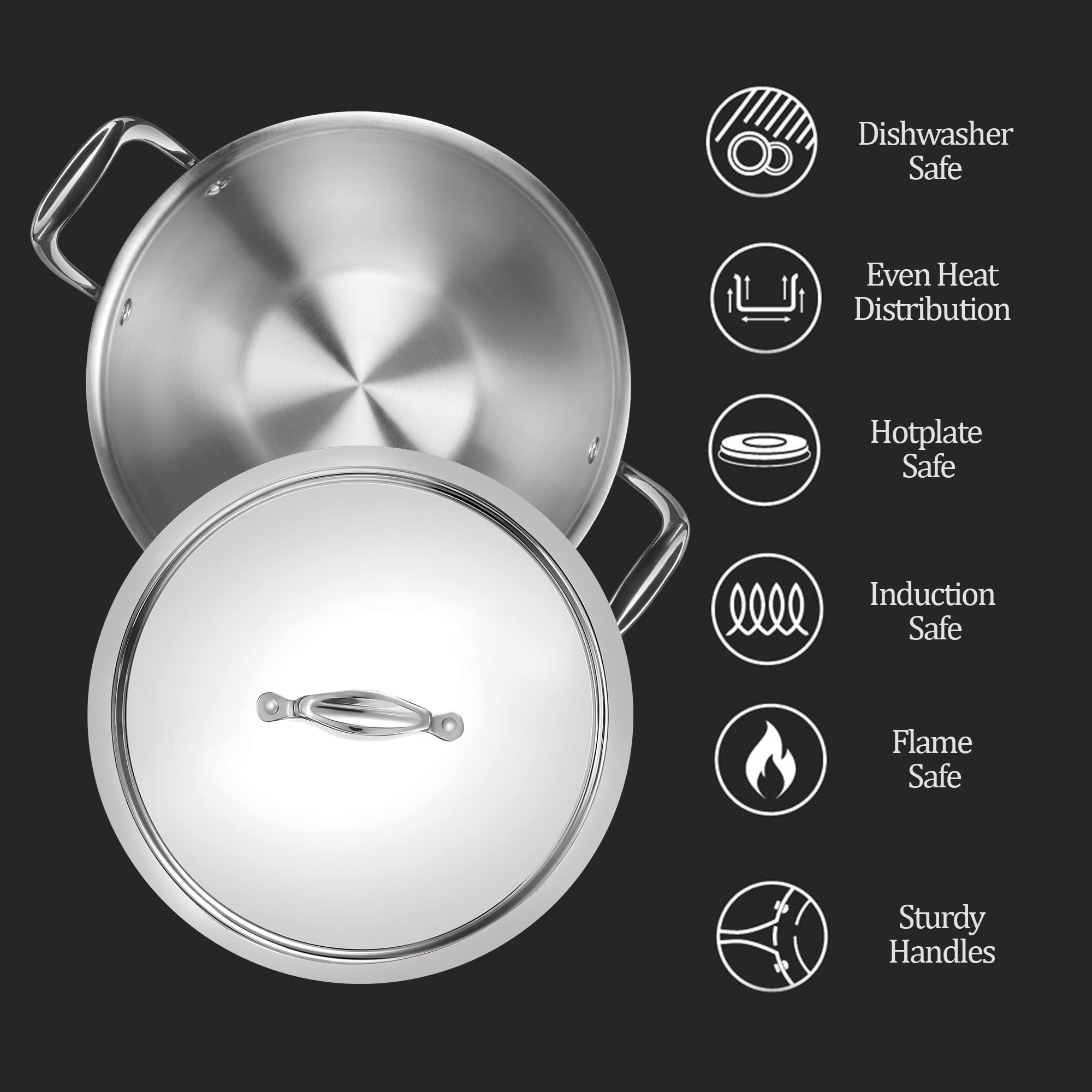 MILTON Pro cook Induction Cookware & Gas Stove Friendly Triply Stainless Steel Kadhai 3.5L (24 cm) with SS Lid | Deep Fry Pan | 3-Layer Durable Construction | Sturdy Handle | 3 Year Warranty | Silver 1