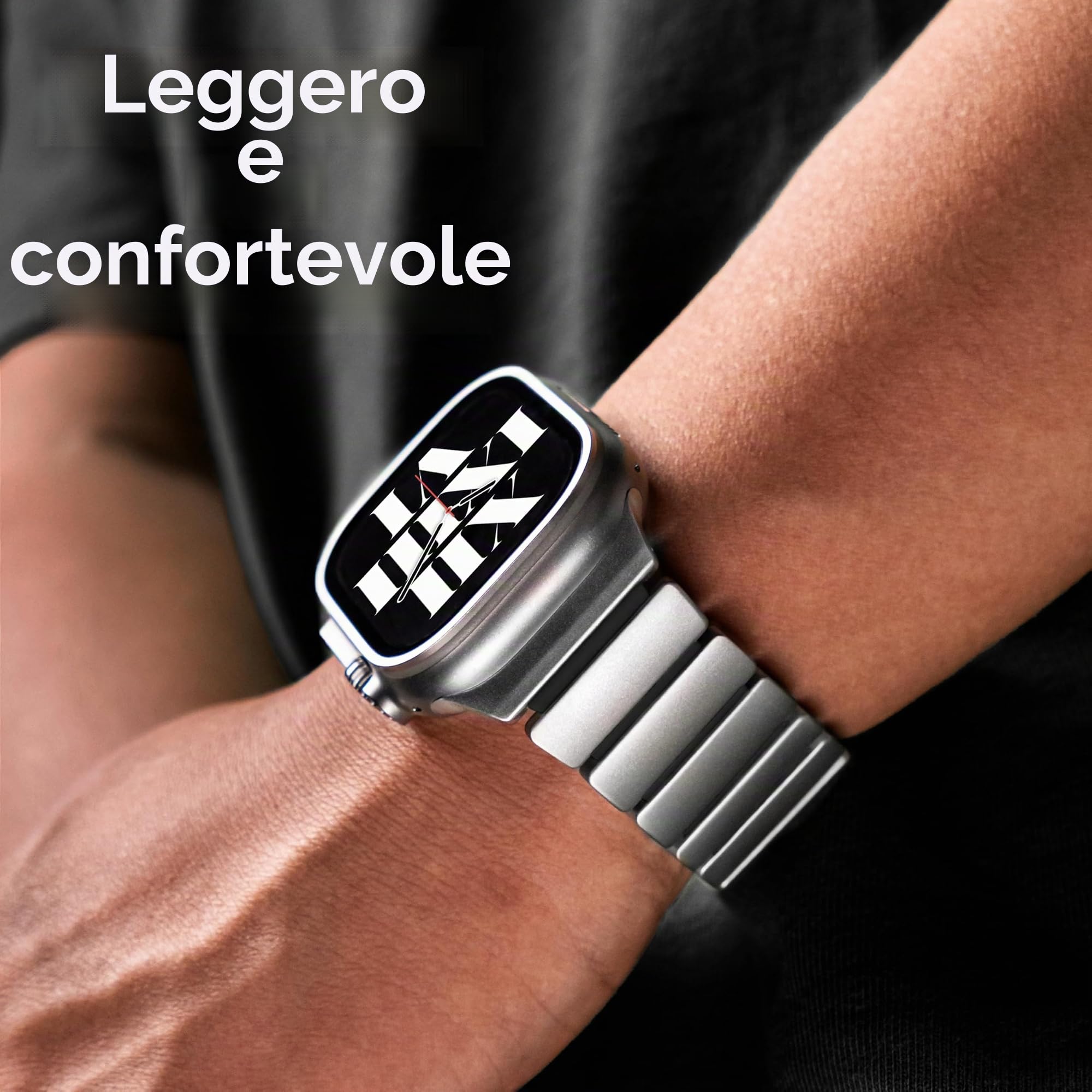 Cinturino in titanio compatibile con Apple Watch Ultra 3/2/1 49 mm, titanio silicone doppio strato, chiusura magnetica, cinturino di ricambio per iWatch Series11