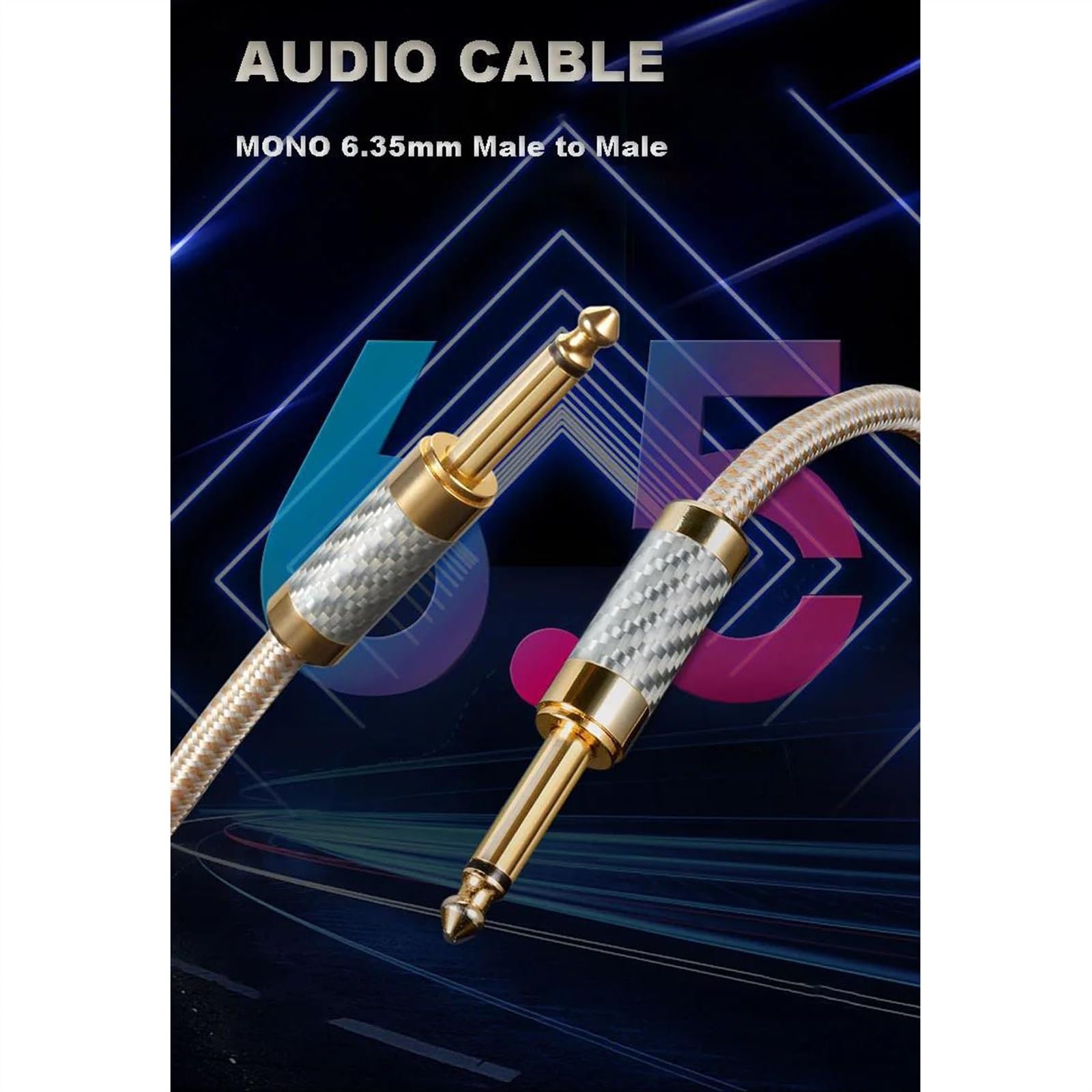 Cavo Strumento per Chitarra Cavo Da 6,35 Mm Per Chitarra Elettrica Organo Microfono Mixer Jack TS Da 1/4 Di Pollice Cavo Maschio-maschio(5m)