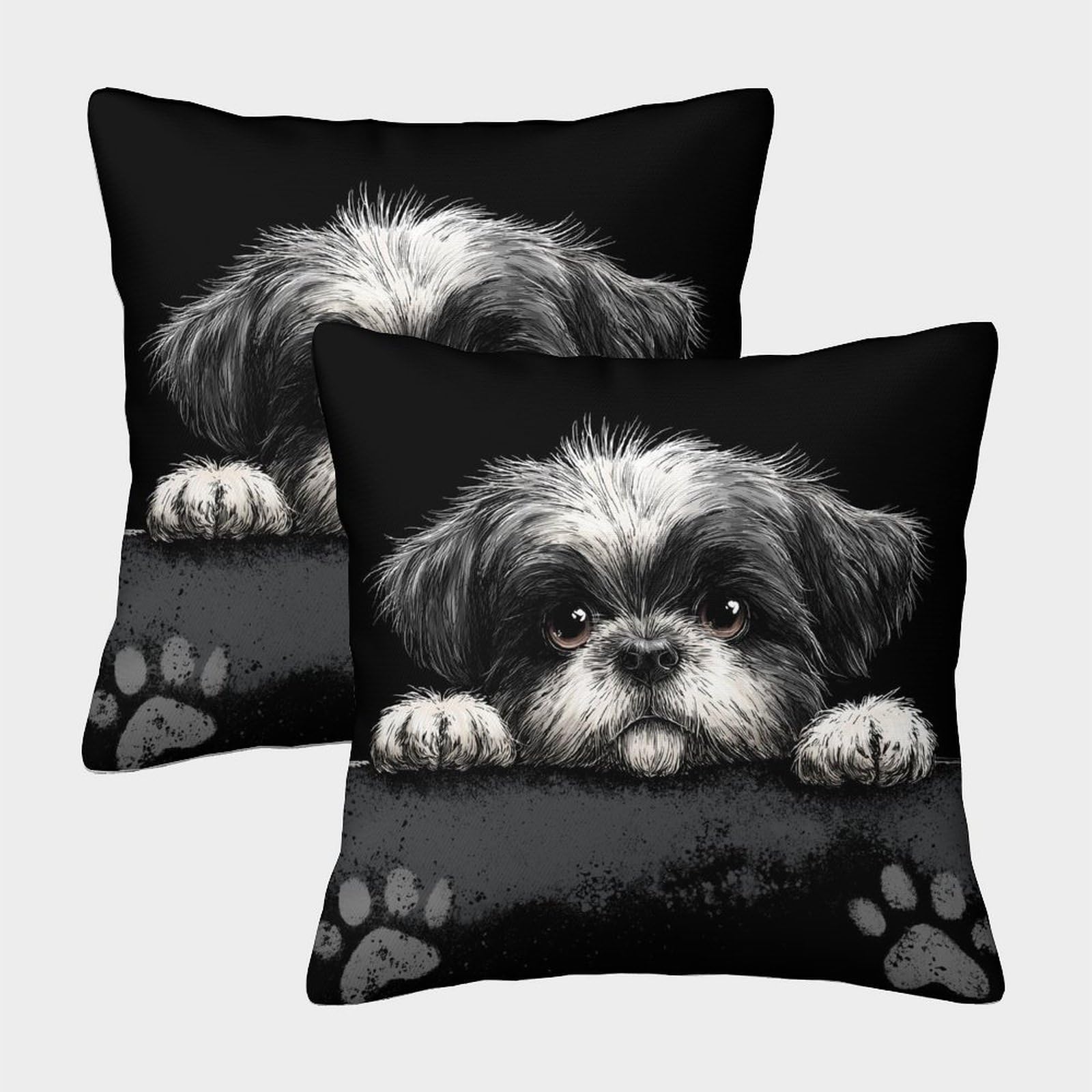 Mjfcoin Style-5 3D Printed Shih Tzu Throw Pillow Covers Dinosaurs Square Cushion Cover Garden Cushion Super Soft Pack Of 2 For Sofa Couch Bed 50X50cm