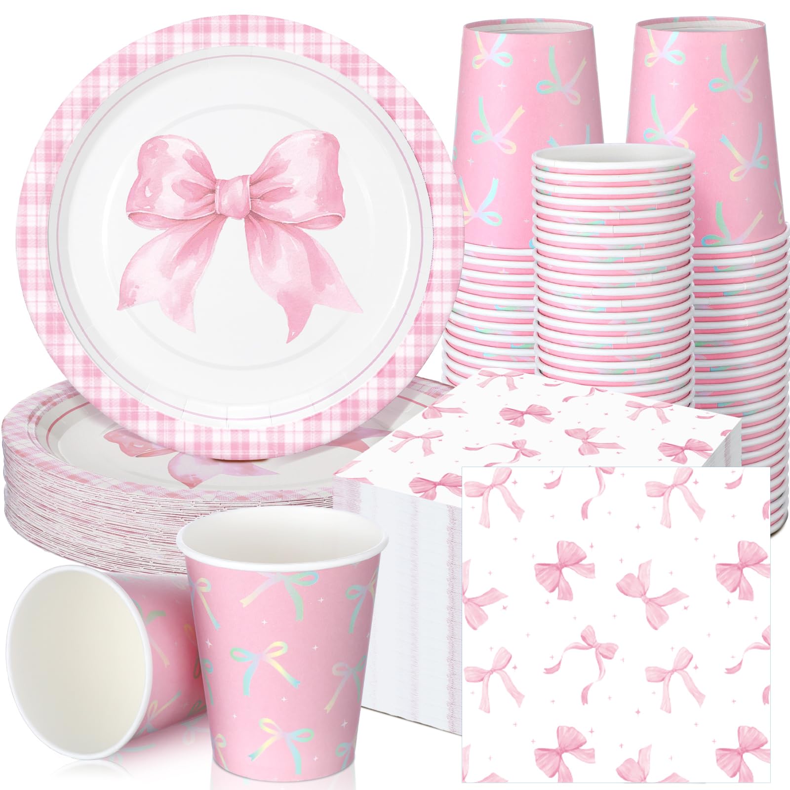 Assiettes en papier repas baby shower fille de 50 convives