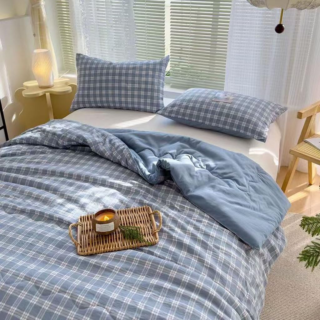 Bedspread Coverlets Patchwork Quilts Double/Set King Size Cotton Reversible Quilt,Lightweight and Breathable Super Soft Summer Quilt,Air Conditioning Quilt,Couch Blanket Bedding(D,150x200cm)