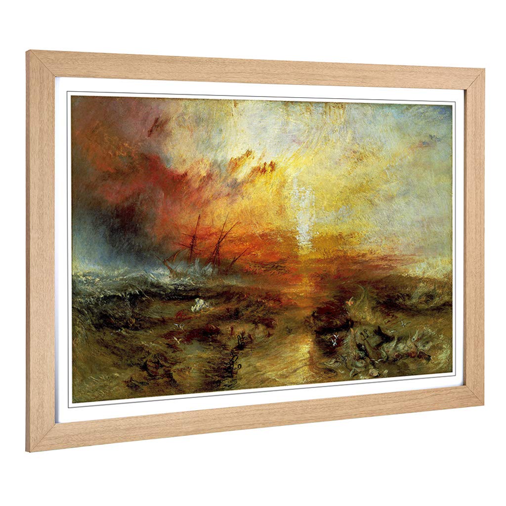 Big Box Art Framed Print of J.M.W (Joseph Mallord William Turner) The Slave Ship Design | Wall Art Picture| Home Decor for Living Room, Bedroom, Office, Oak, A2 / 24.5x18 Inch / 62x45cm