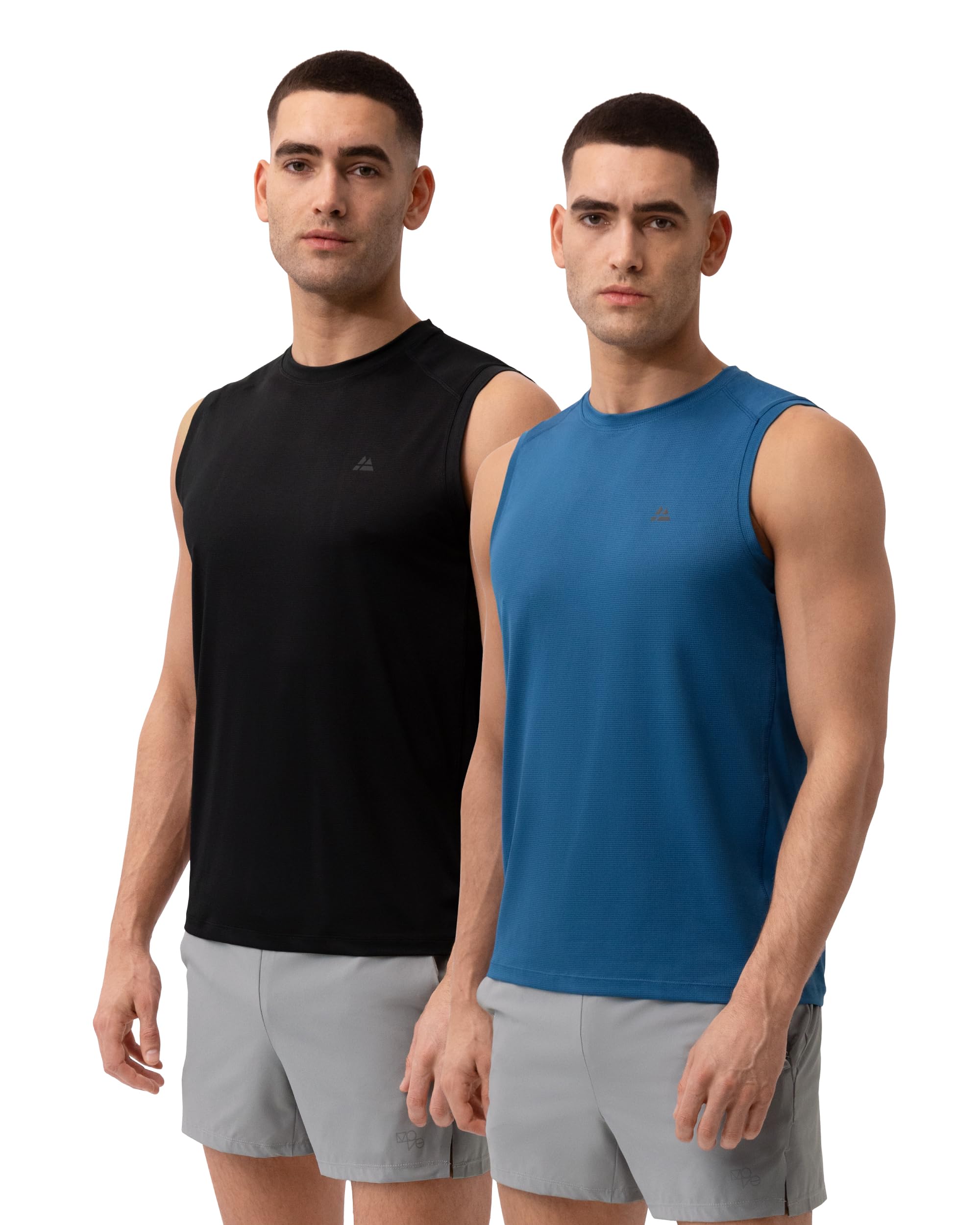 DANISH ENDURANCE Débardeur de Sport, Gilet de Course, sans Manches, pour Hommes, Lot de 1 ou 23, Multicolore (1x Noir, 1x Bleu), XL