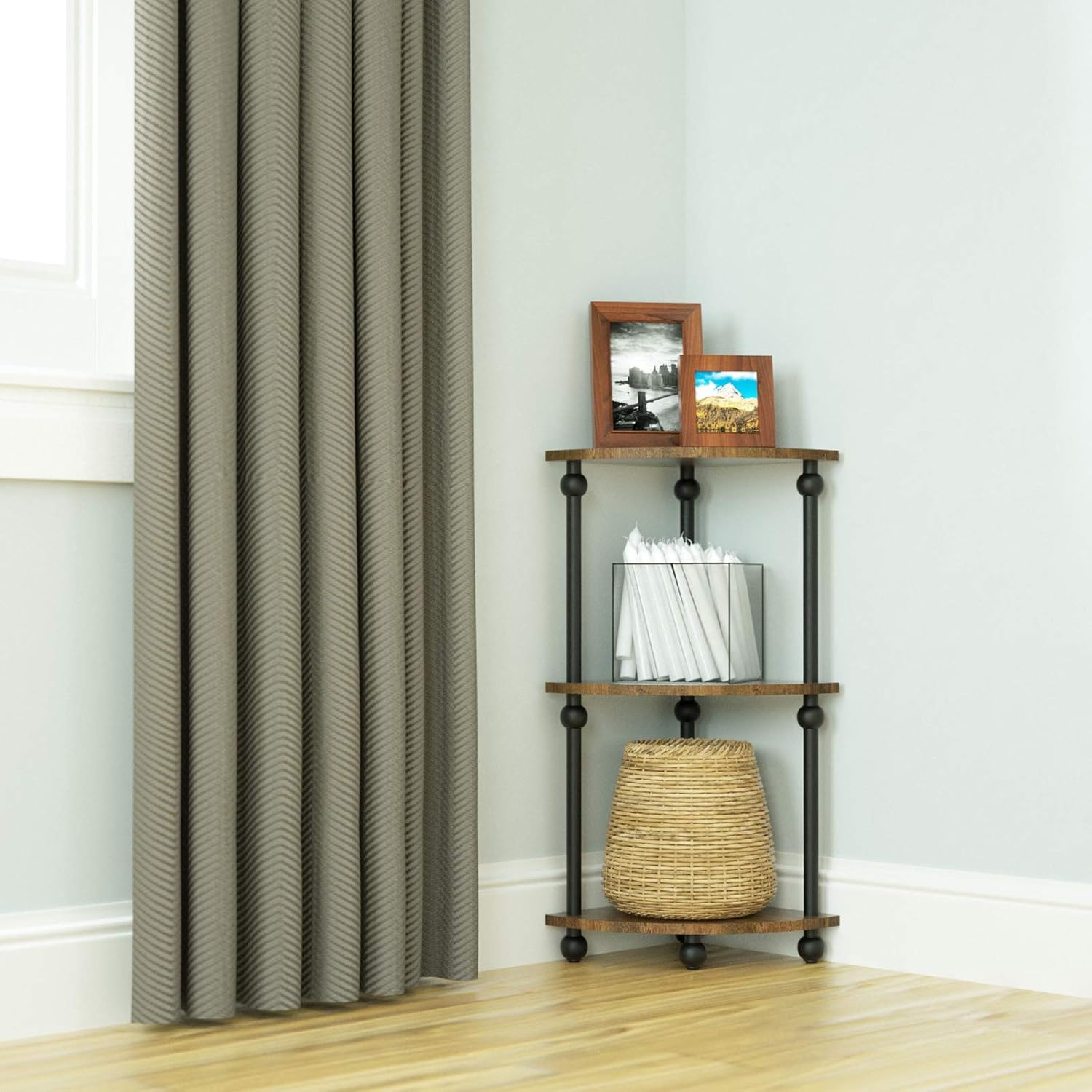 Buy Sriwatana Vintage Corner Table Shelf 3 Tier Corner Bookcase Plant Stand Storage Rack For Living Room Home Office Dark Walnut Online In Indonesia B07xyvbpq3