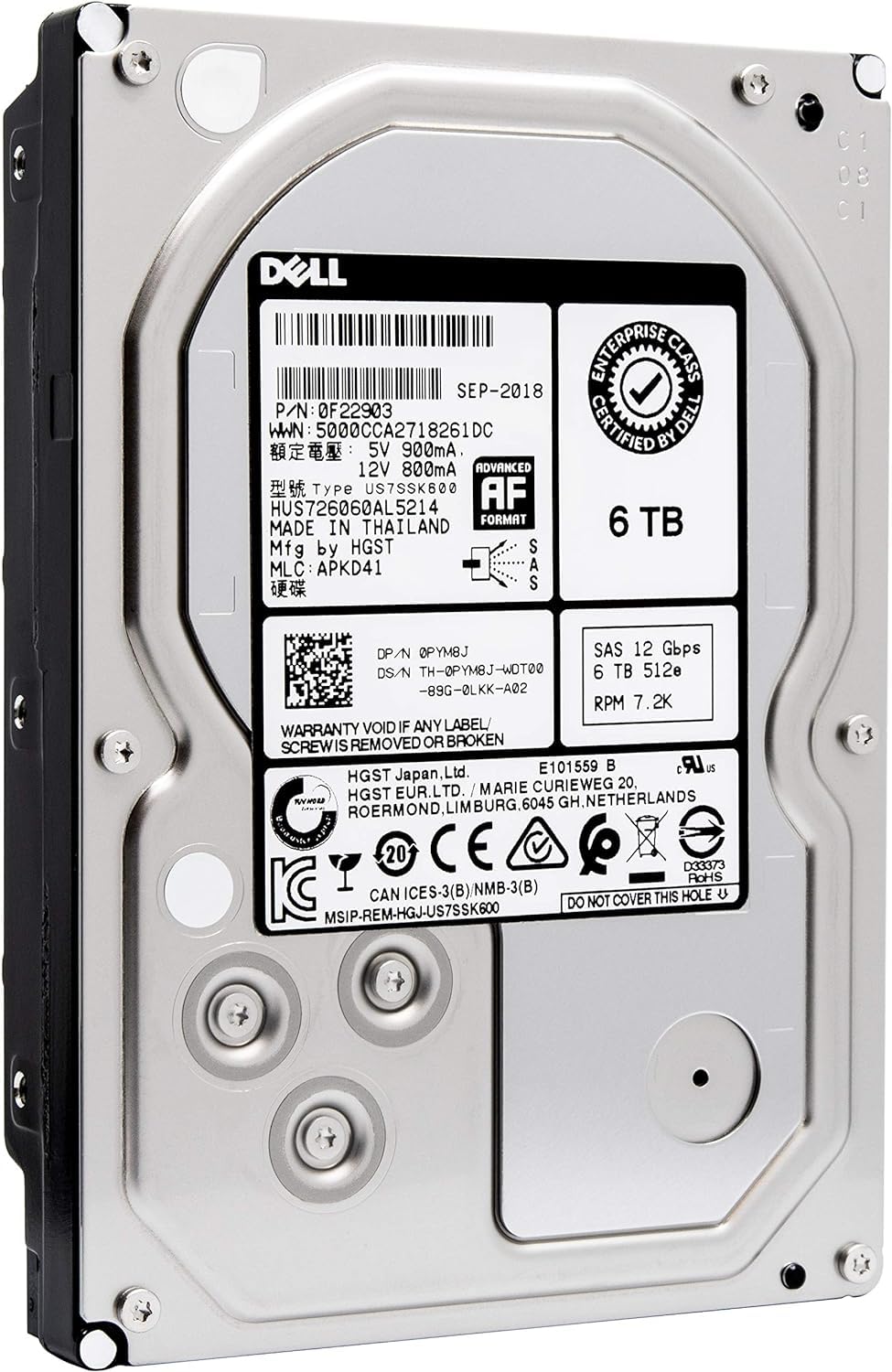Amazon.com: Dell PYM8J 6TB 512e NL-SAS 12Gbps 7.2K RPM 3.5-Inch