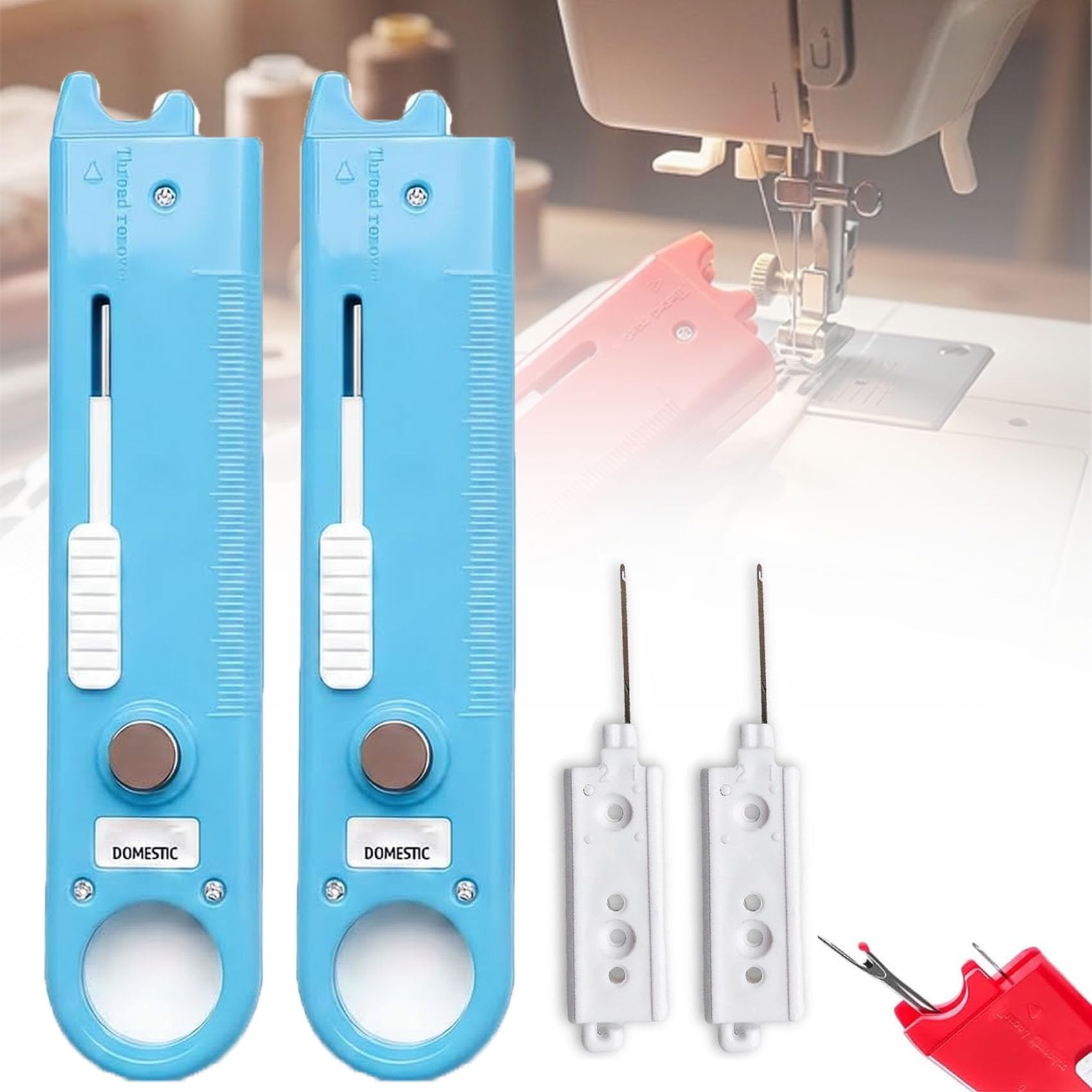 NEW 4 in 1 Needle Threader with Seam Ripper & Magnifying Glass, Quick Threading Device, All Purpose Magnetic Sewing Guide, Quilting Sewing Tools for Sewing Machine, Tailors, Designers
