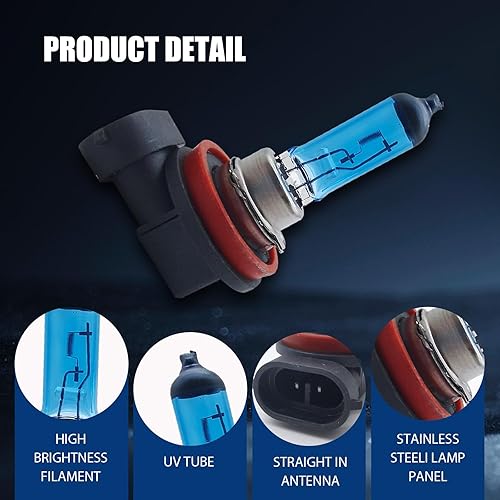 Miniatura 3 de Slykew 2 bombillas halógenas para automóvil, 12 V, 55 W, súper brillantes, impermeables, accesorios de luz de xenón para vehículos, accesorios