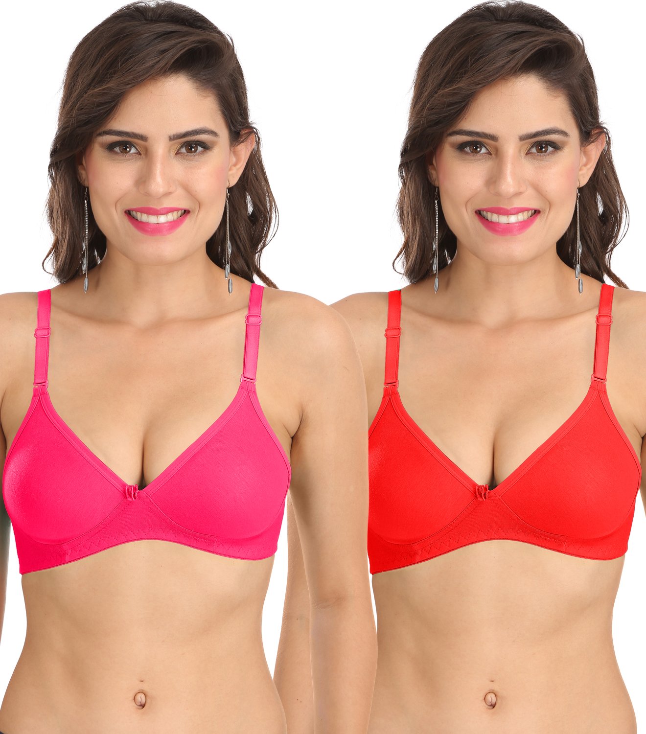 Ossirrio Women's Everyday Non Padded Non Wired 3/4th Coverage T-Shirt Bra with Free Transparent Strap