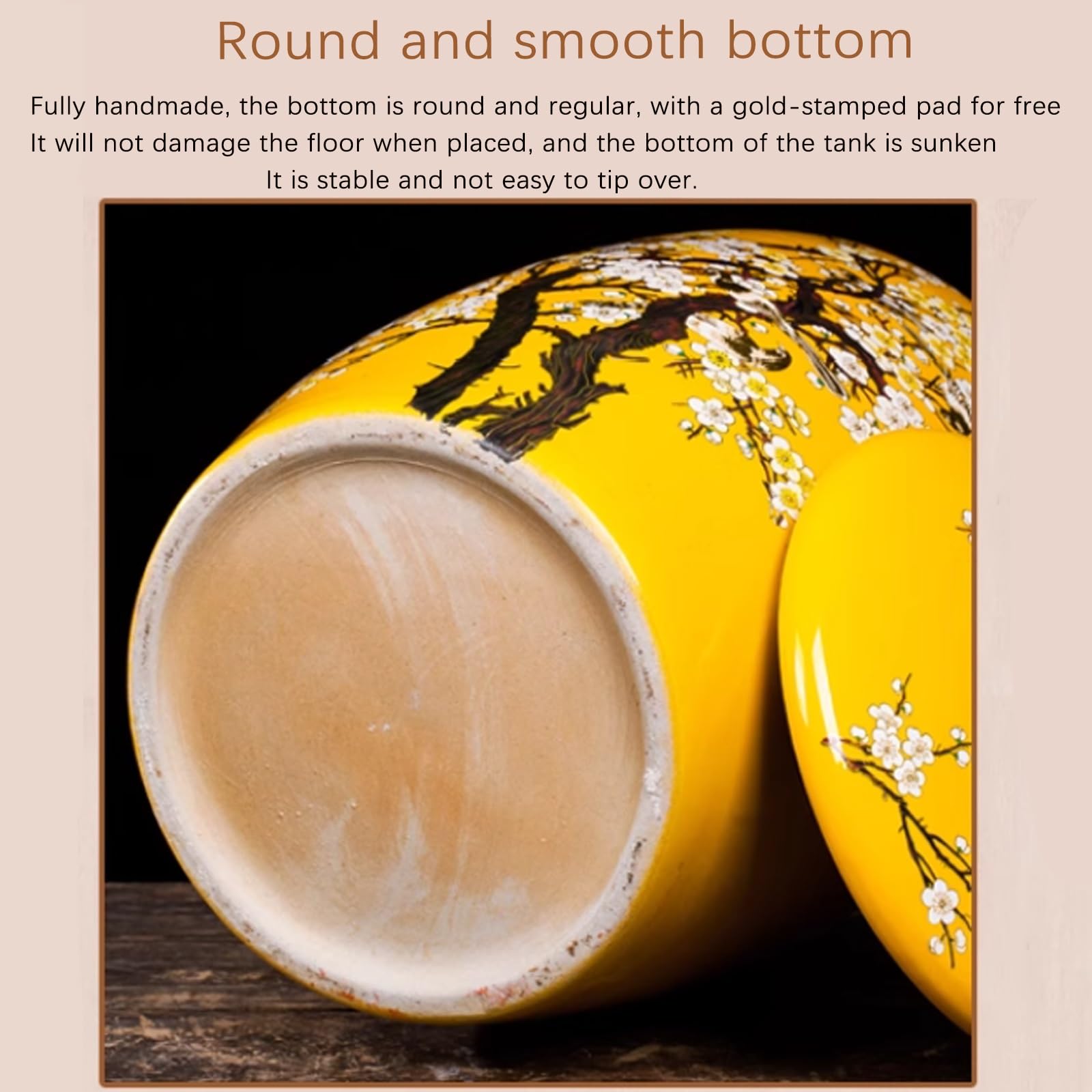 Barattolo per Alimenti，Barattolo da Cucina sigillato con Coperchio, Dispenser per Cereali，Contenitori in Ceramica per Alimenti Contenitore in Ceramica per Cereali e Riso(Yellow,12.5kg)