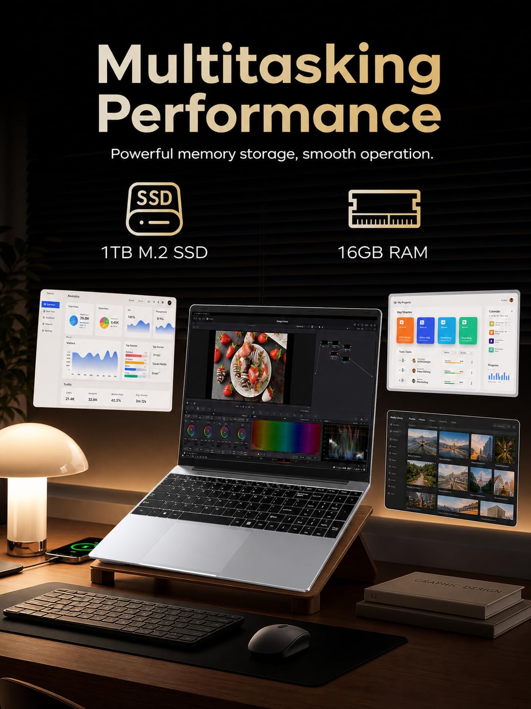 FUNYET PC Portatile 15.6" Core i7-7600U Gaming Laptop 16GB RAM 1TB SSD Win11 HD Graphics 620